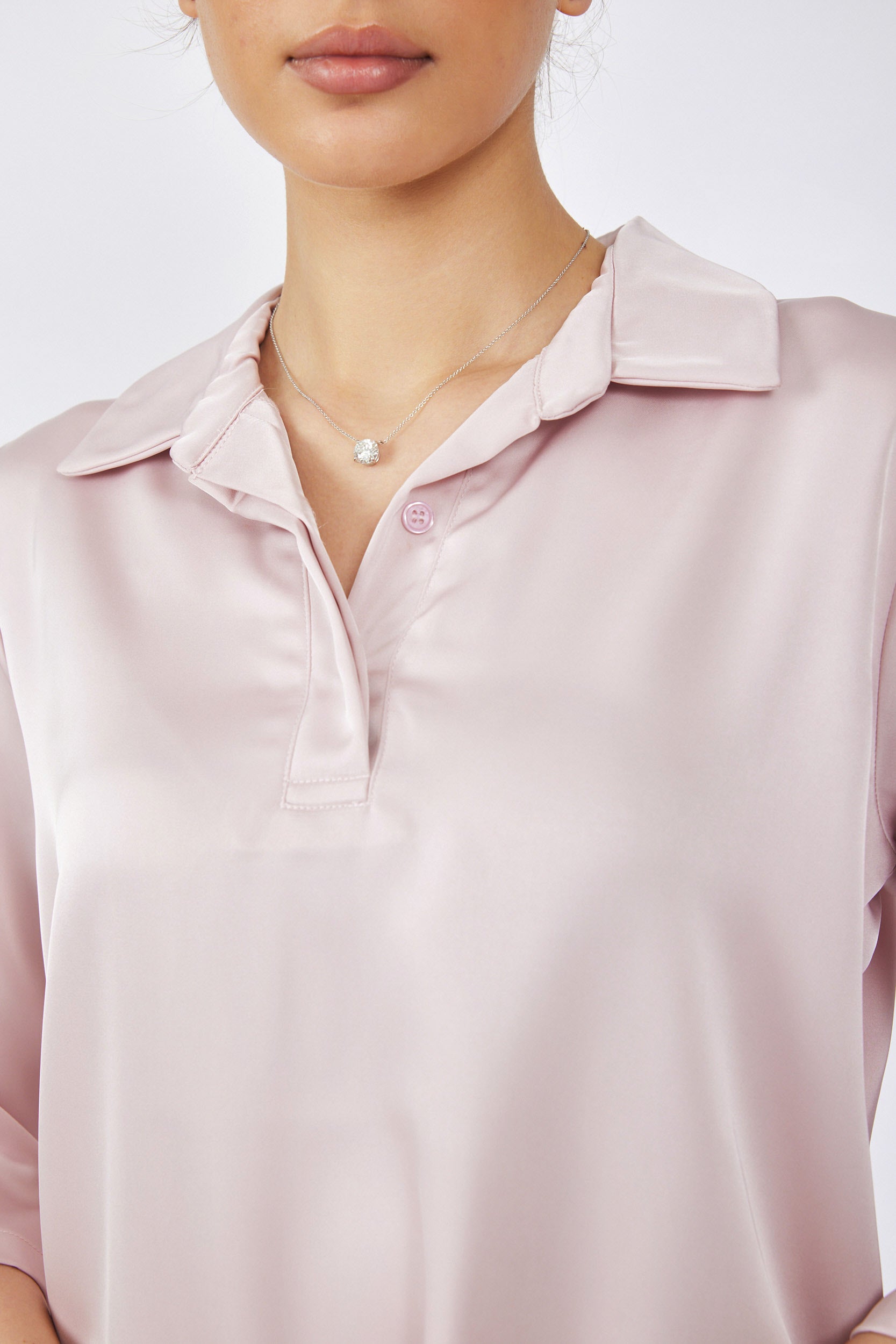 חולצת פולו סאטן שרוול 3/4