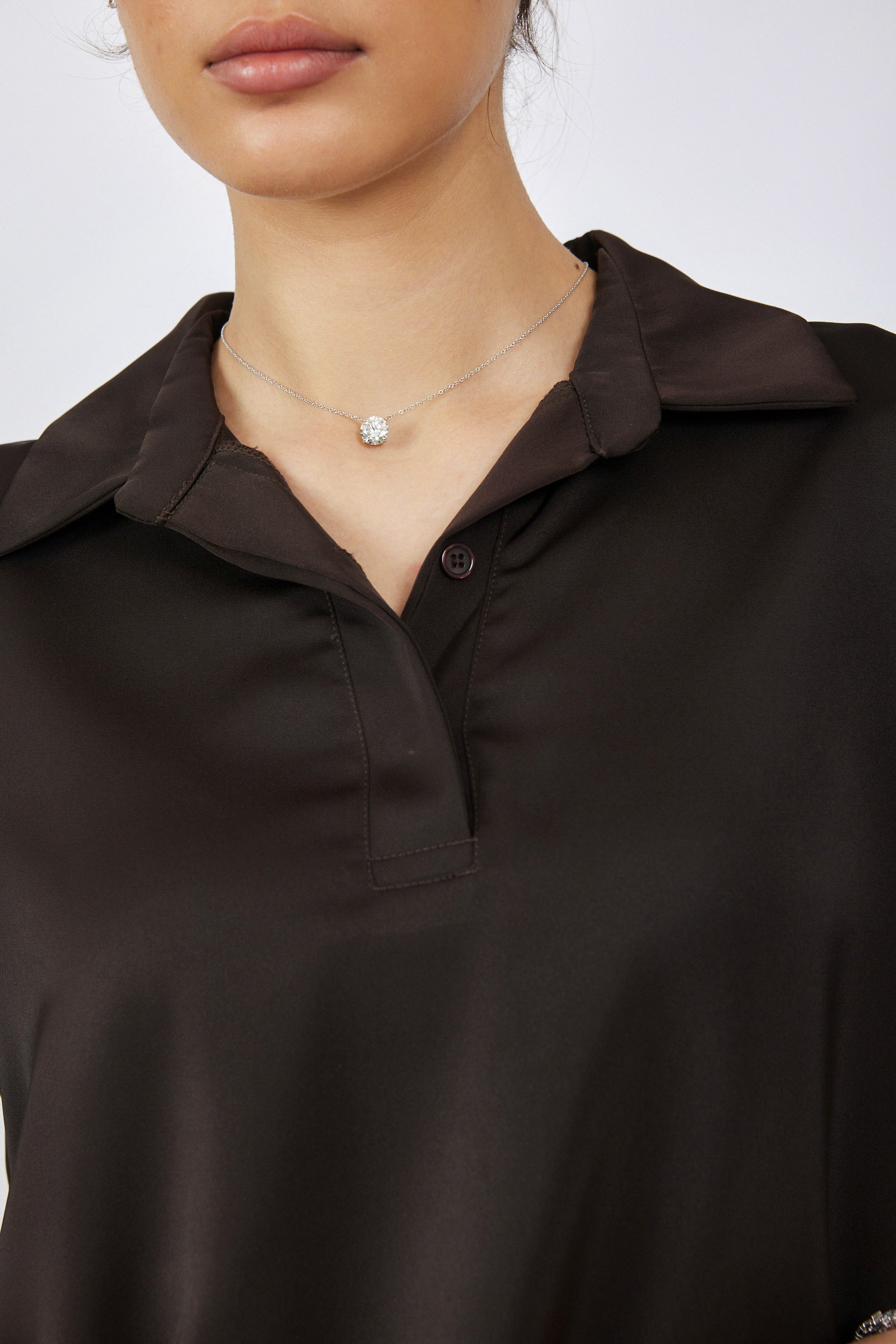 חולצת פולו סאטן שרוול 3/4