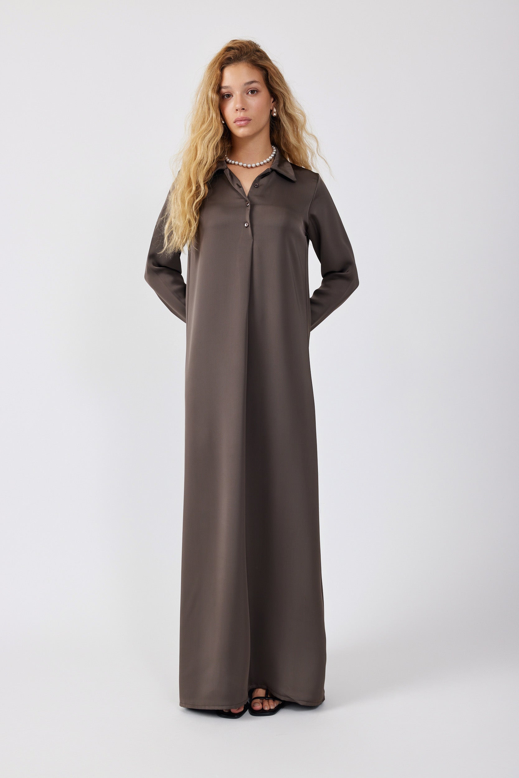 שמלת פולו סאטן מקסי