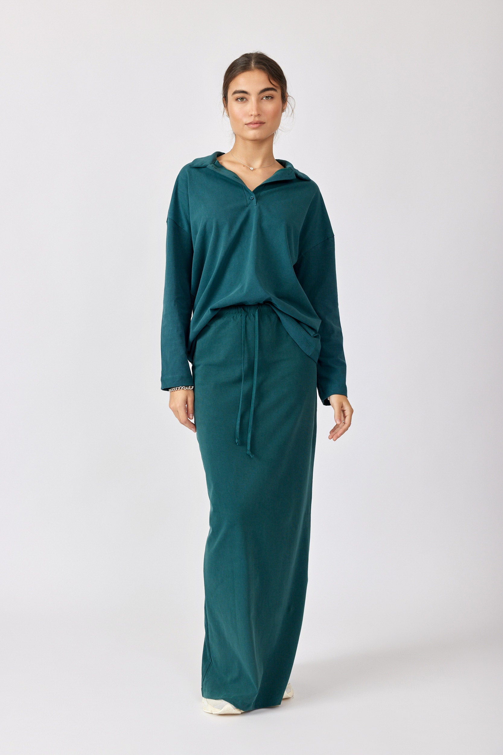 חולצת פולו פיגמנט שרוול ארוך