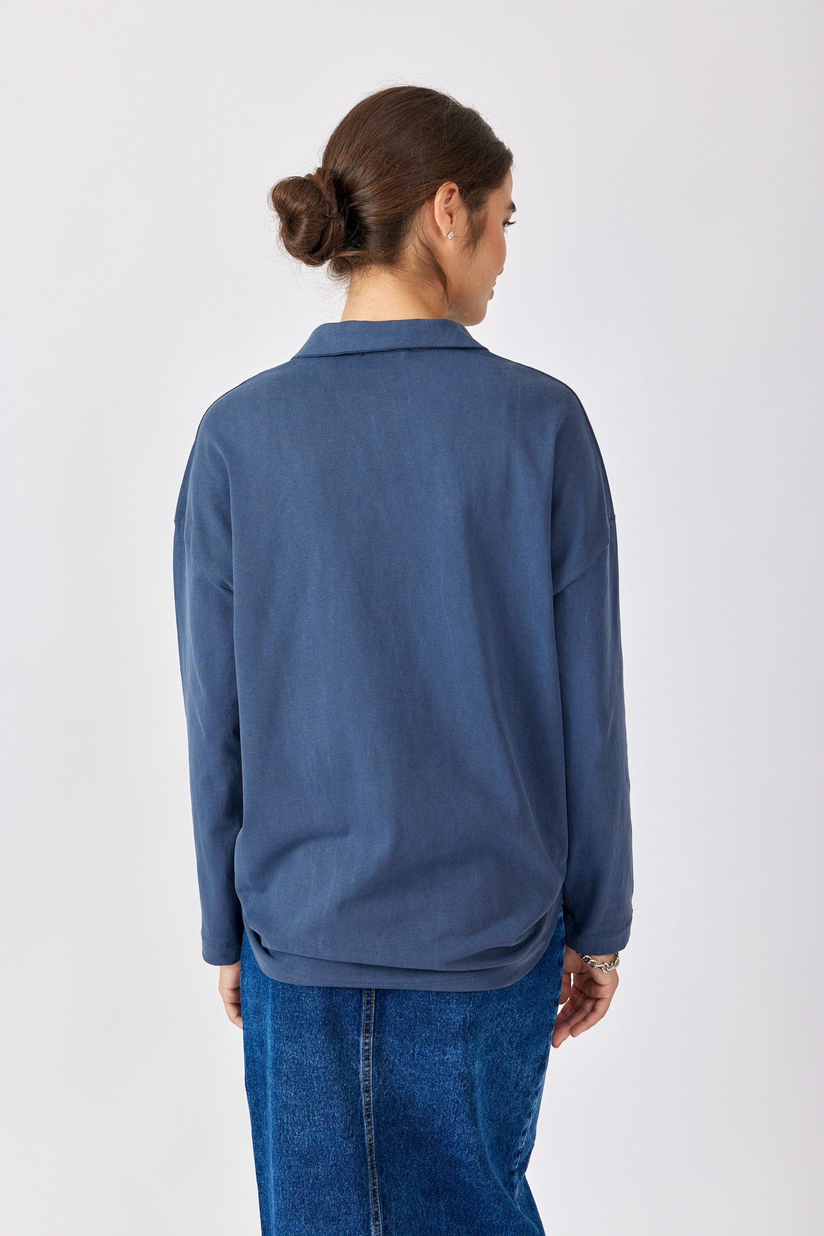 חולצת פולו פיגמנט שרוול ארוך