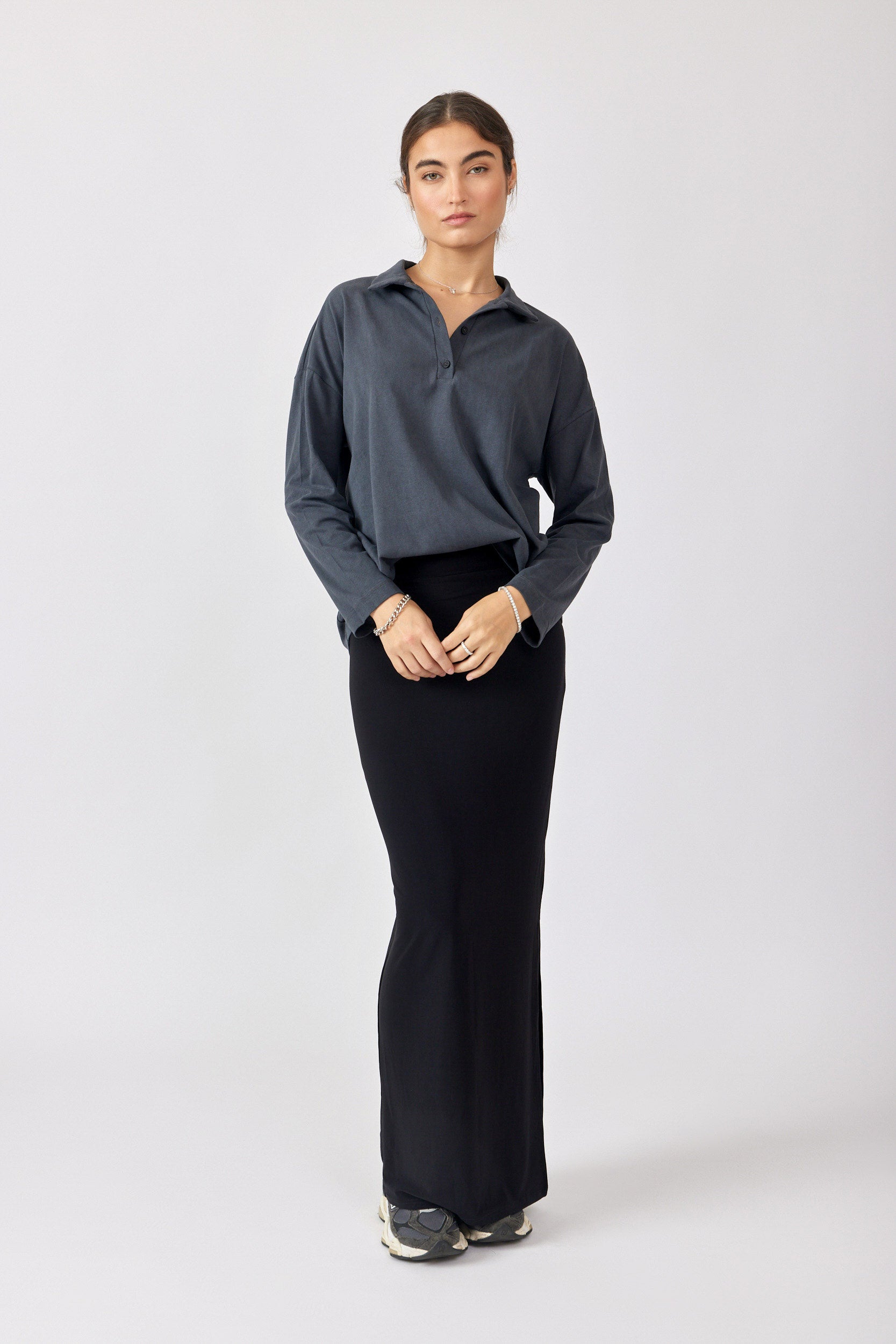 חולצת פולו פיגמנט שרוול ארוך