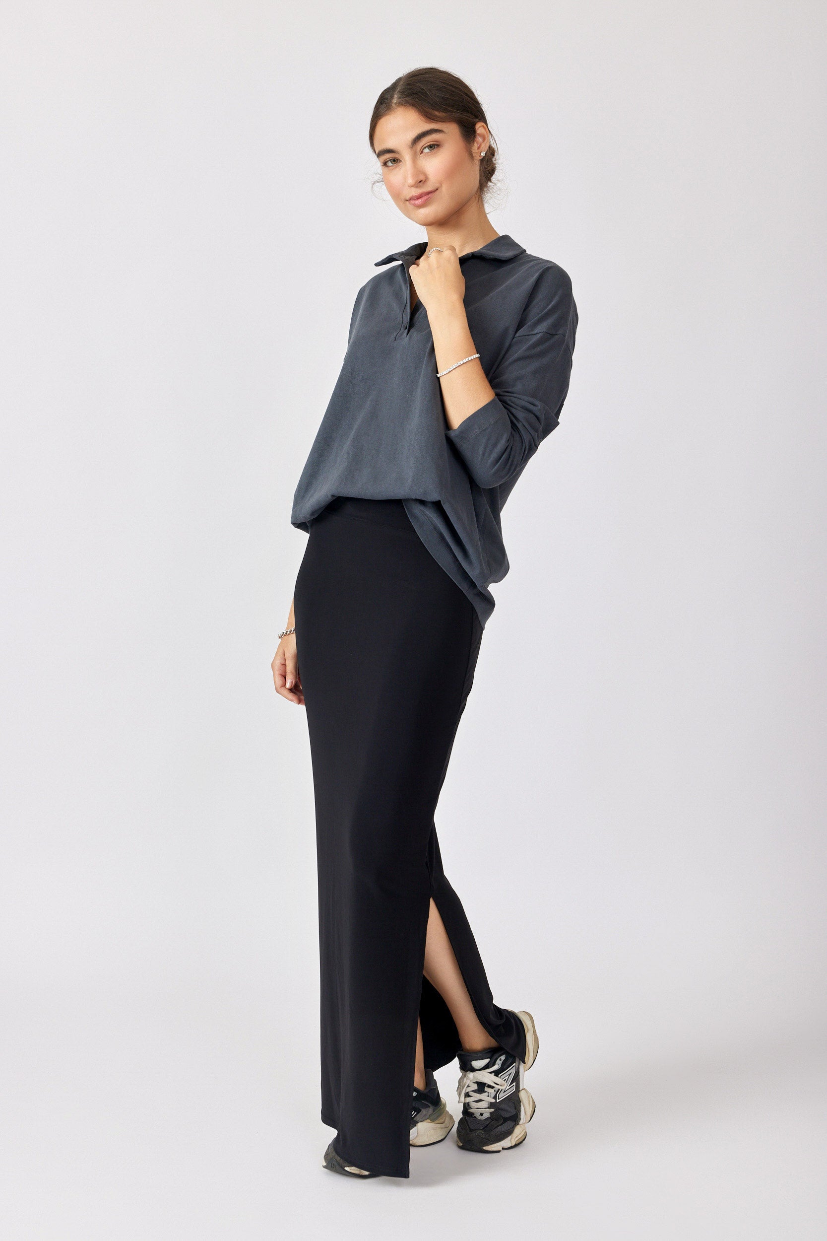 חולצת פולו פיגמנט שרוול ארוך