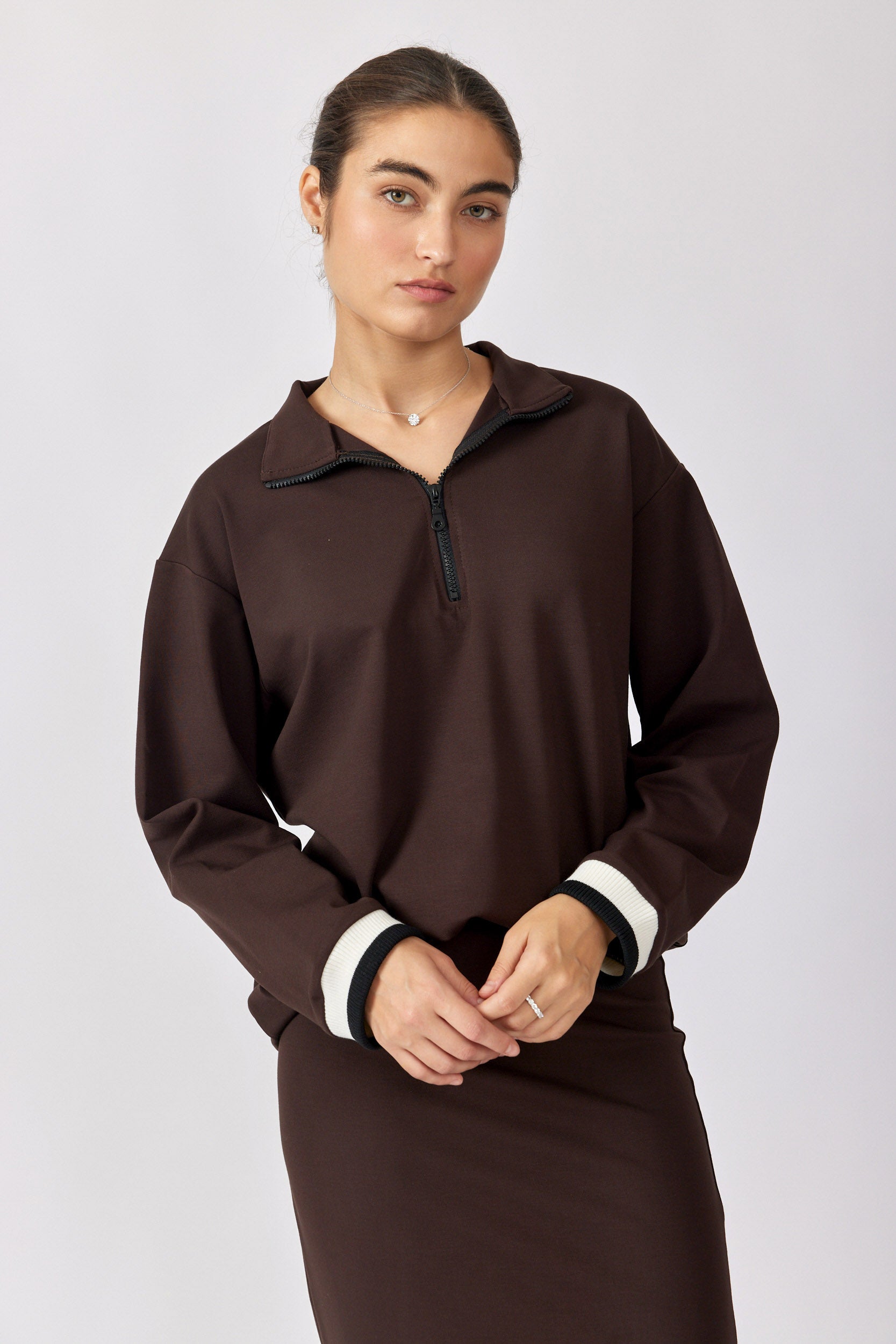 חולצת רוכסן ג'רסי שרוול ארוך