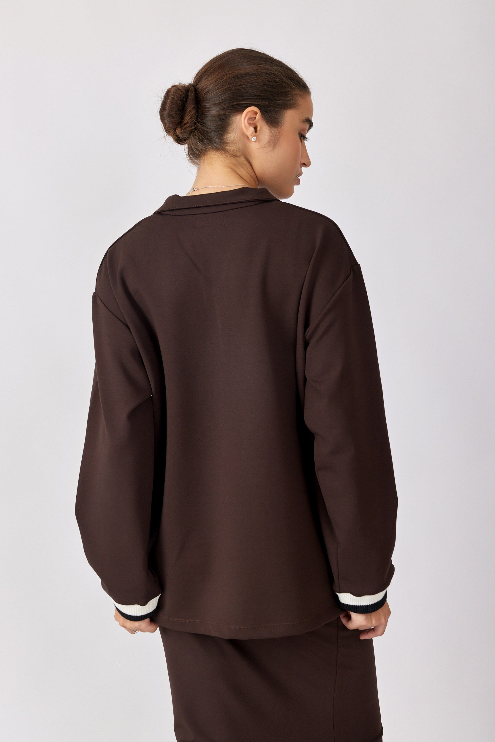 חולצת רוכסן ג'רסי שרוול ארוך