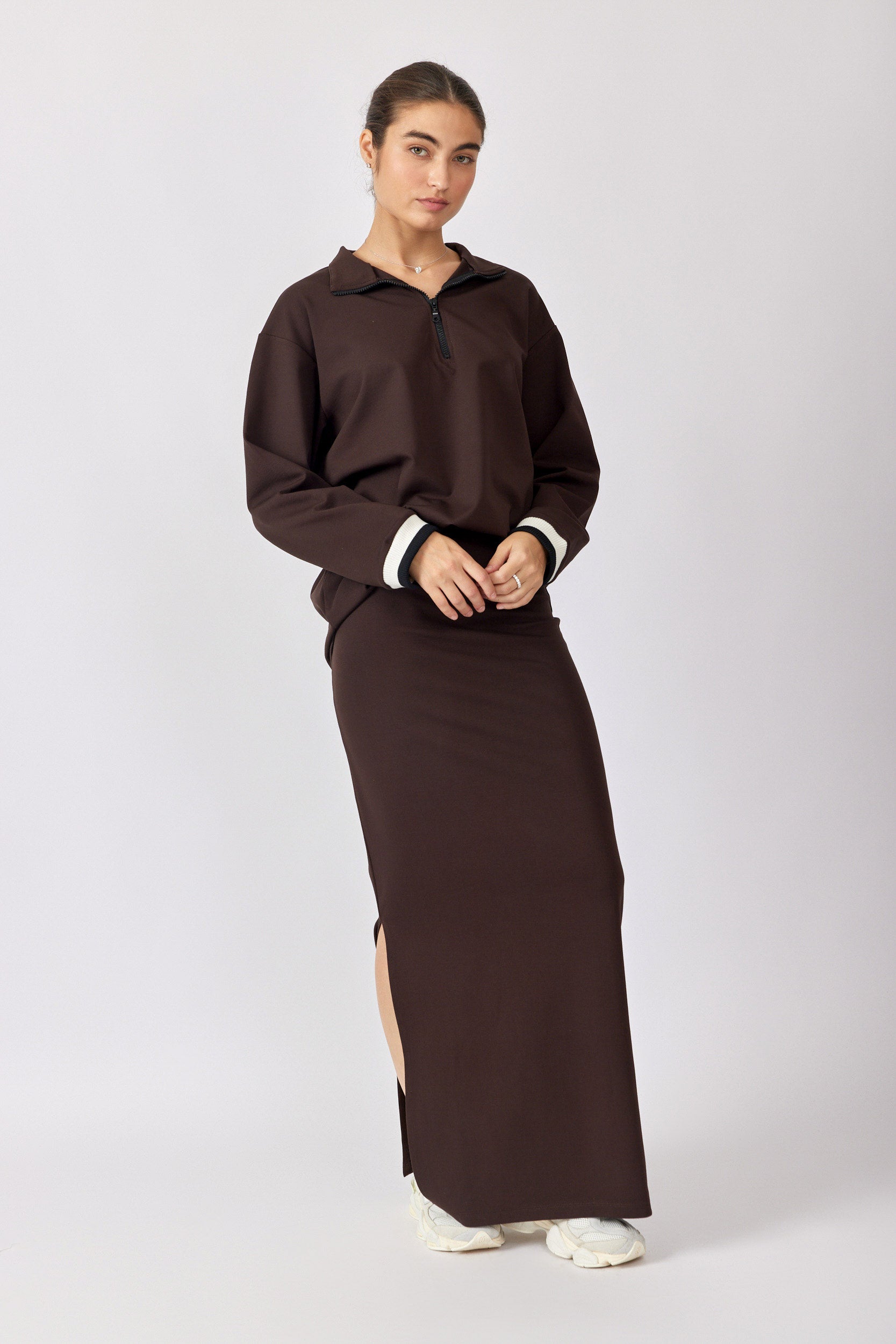 חולצת רוכסן ג'רסי שרוול ארוך