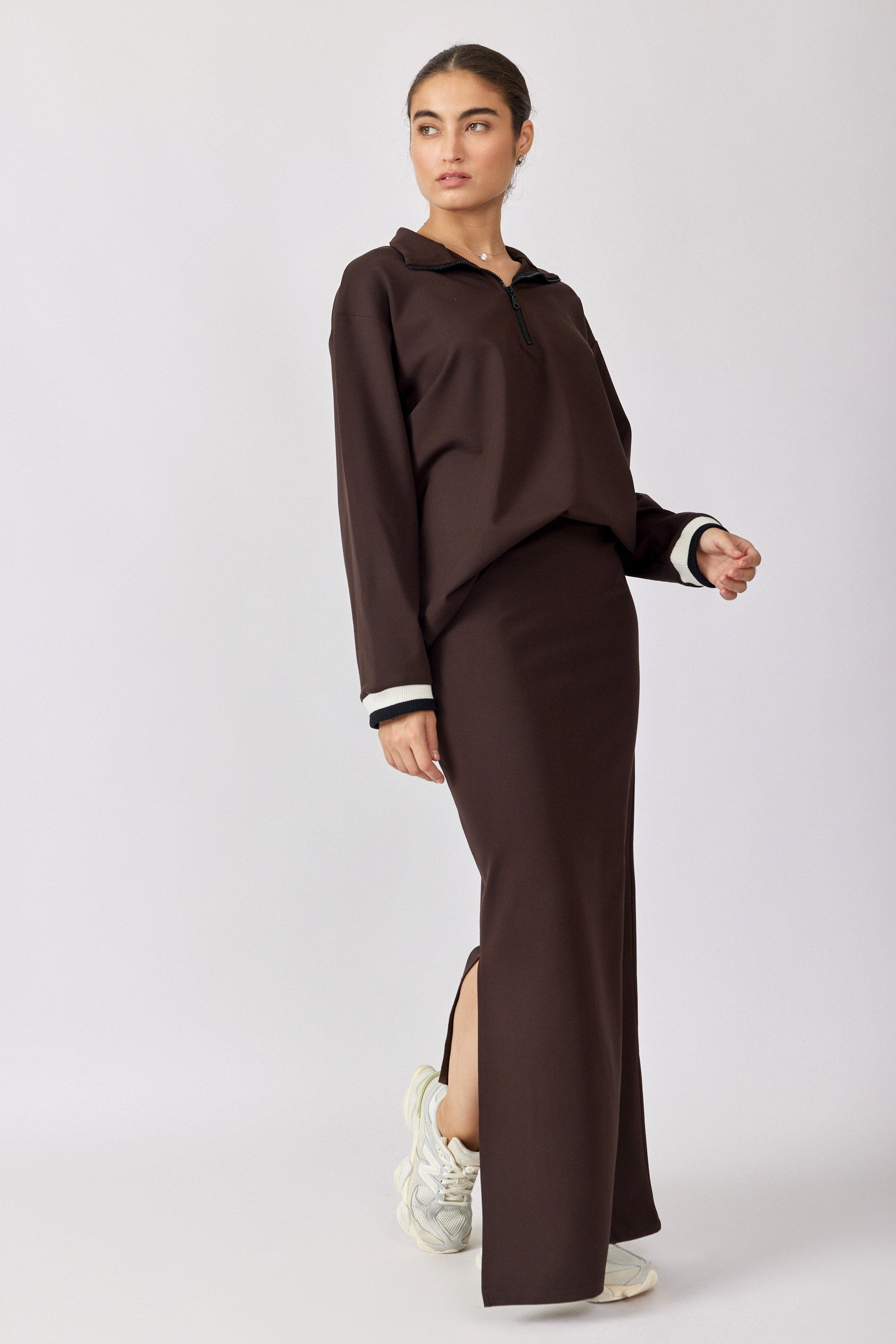 חולצת רוכסן ג'רסי שרוול ארוך