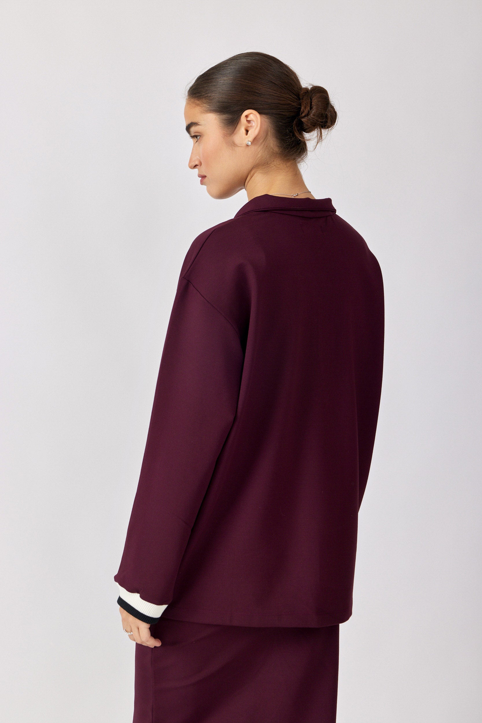 חולצת רוכסן ג'רסי שרוול ארוך