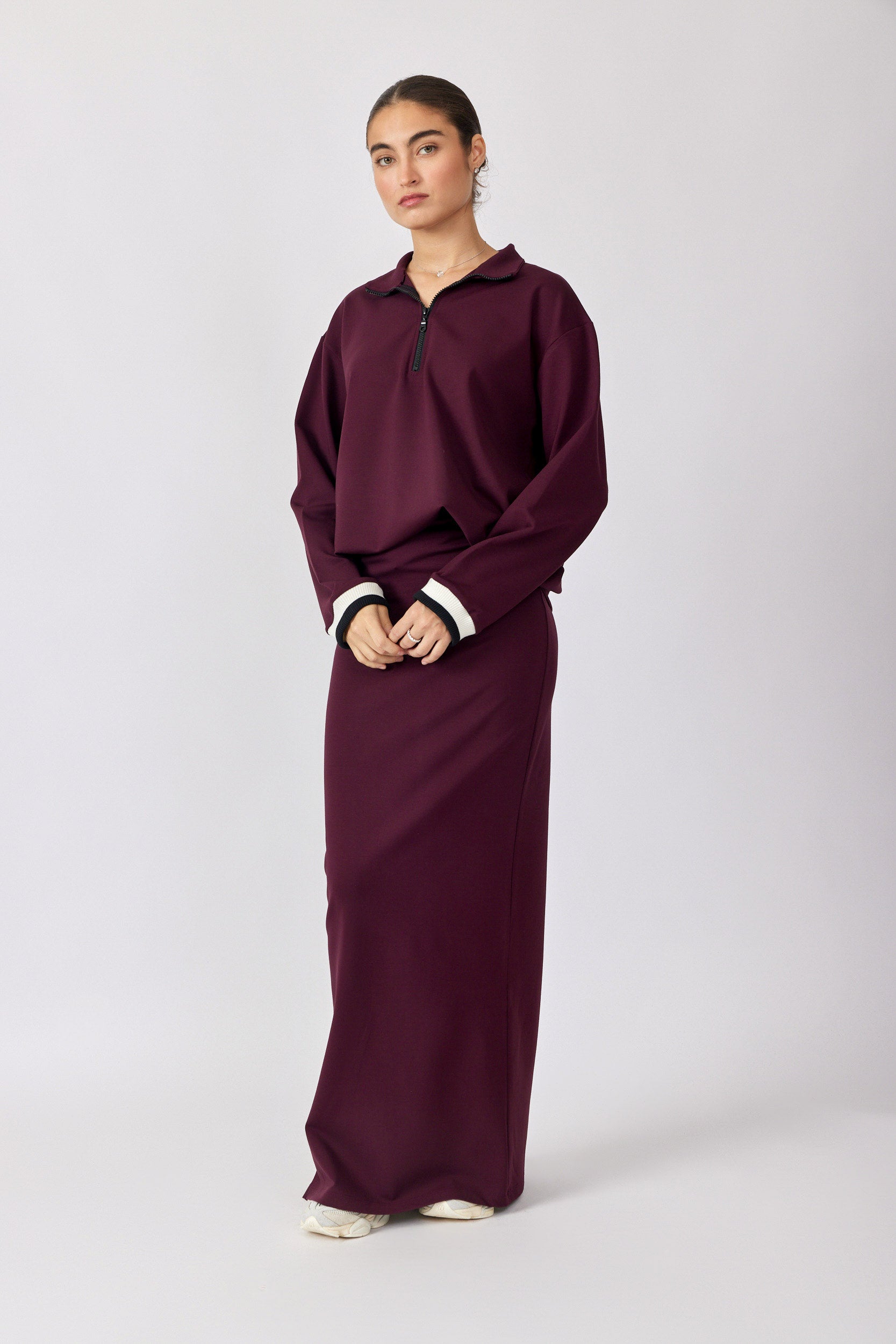 חולצת רוכסן ג'רסי שרוול ארוך