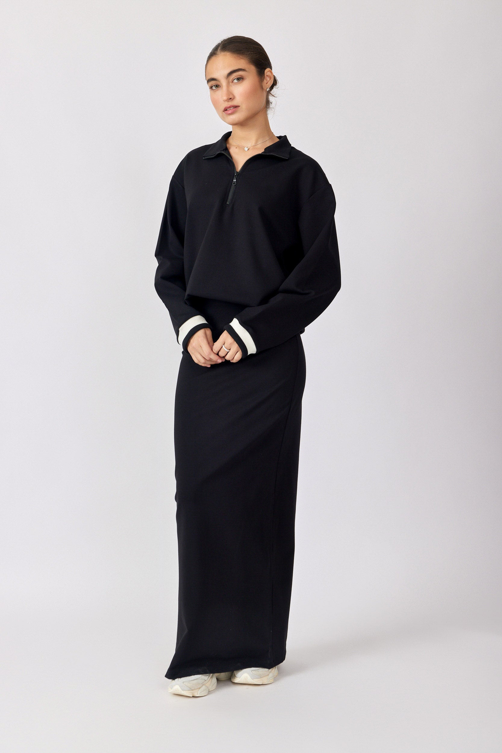 חולצת רוכסן ג'רסי שרוול ארוך