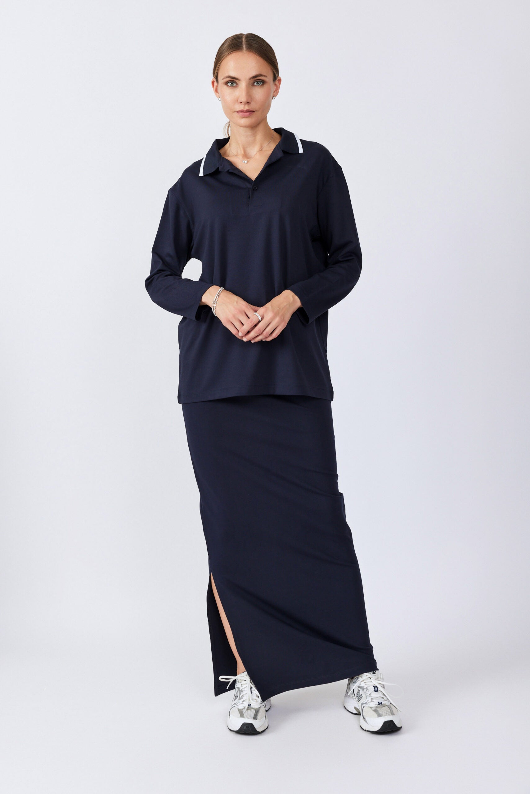 חולצת פולו ג'רסי צווארון פסים