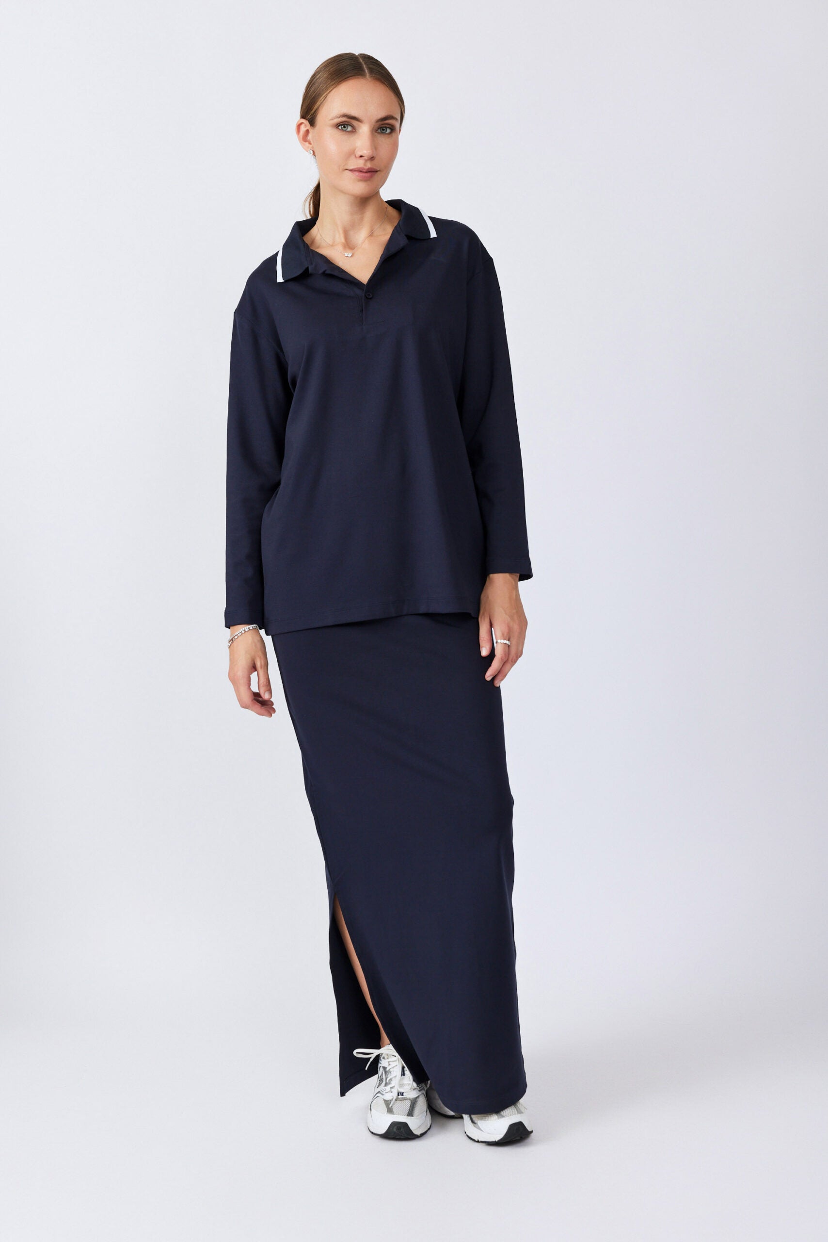 חולצת פולו ג'רסי צווארון פסים