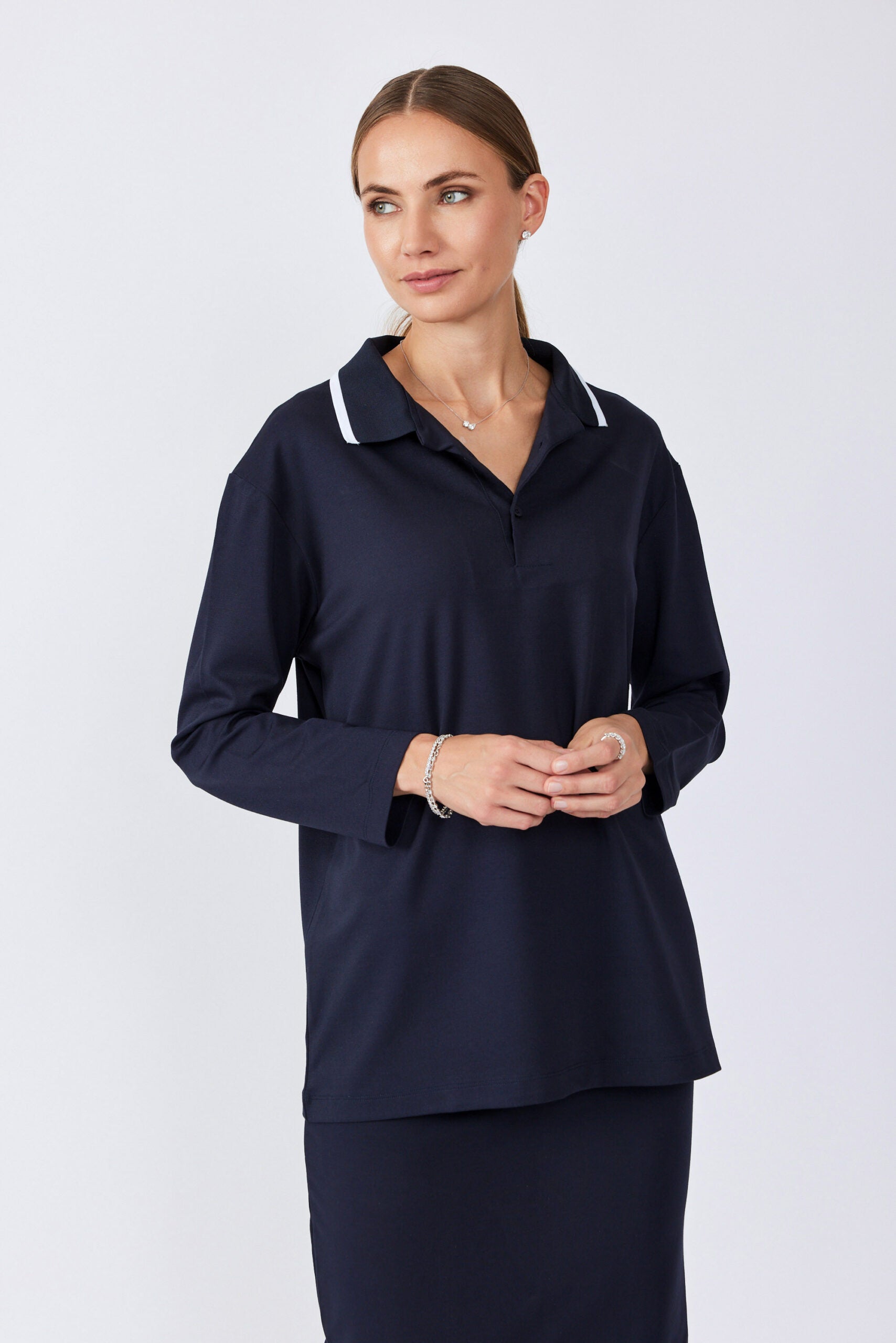 חולצת פולו ג'רסי צווארון פסים