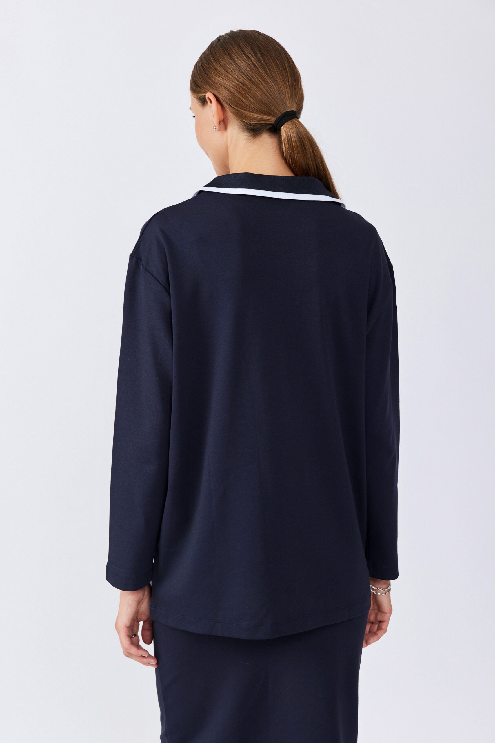 חולצת פולו ג'רסי צווארון פסים