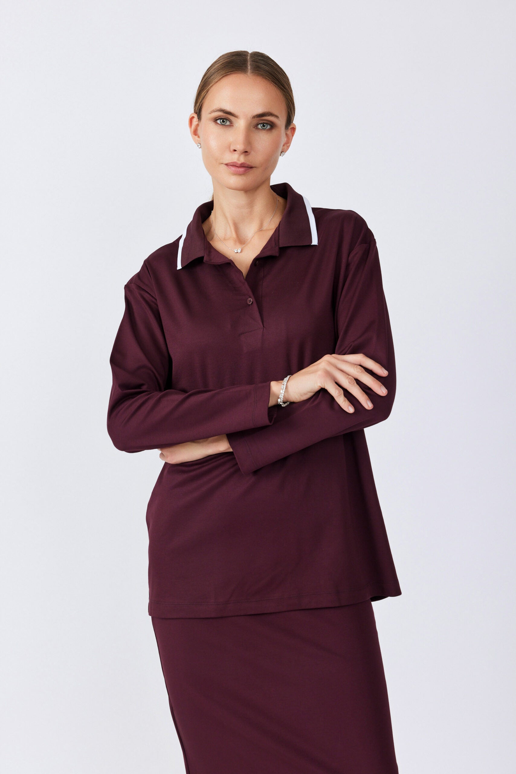 חולצת פולו ג'רסי צווארון פסים