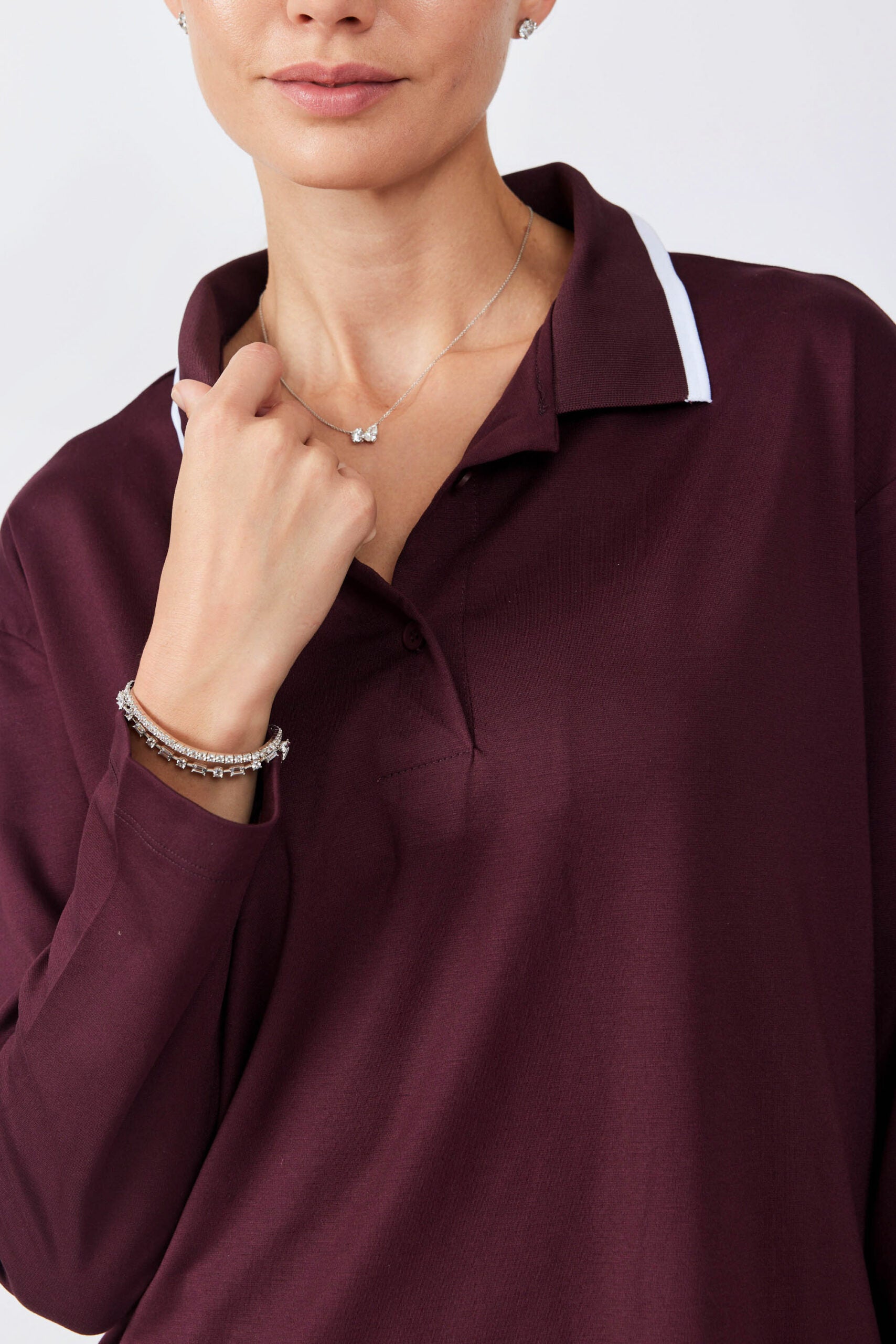 חולצת פולו ג'רסי צווארון פסים