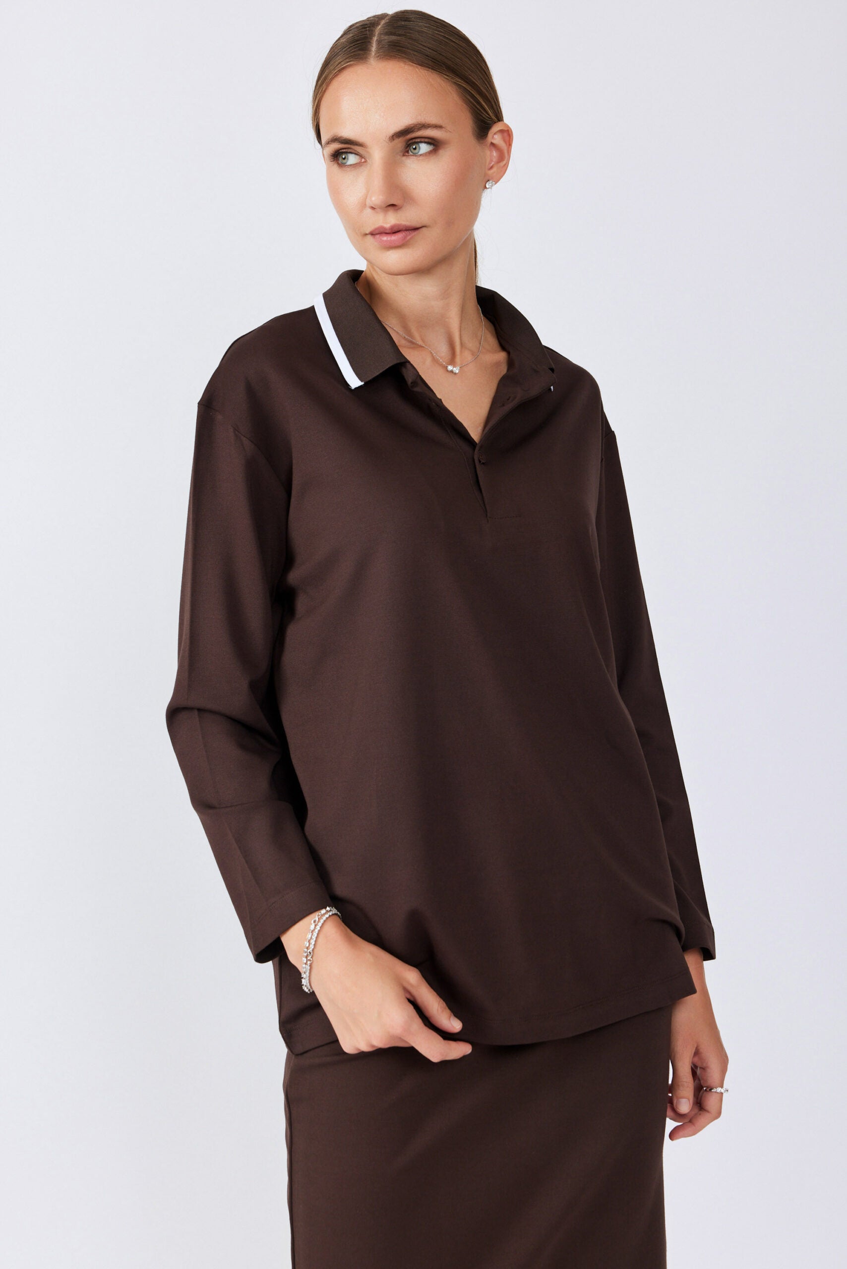 חולצת פולו ג'רסי צווארון פסים