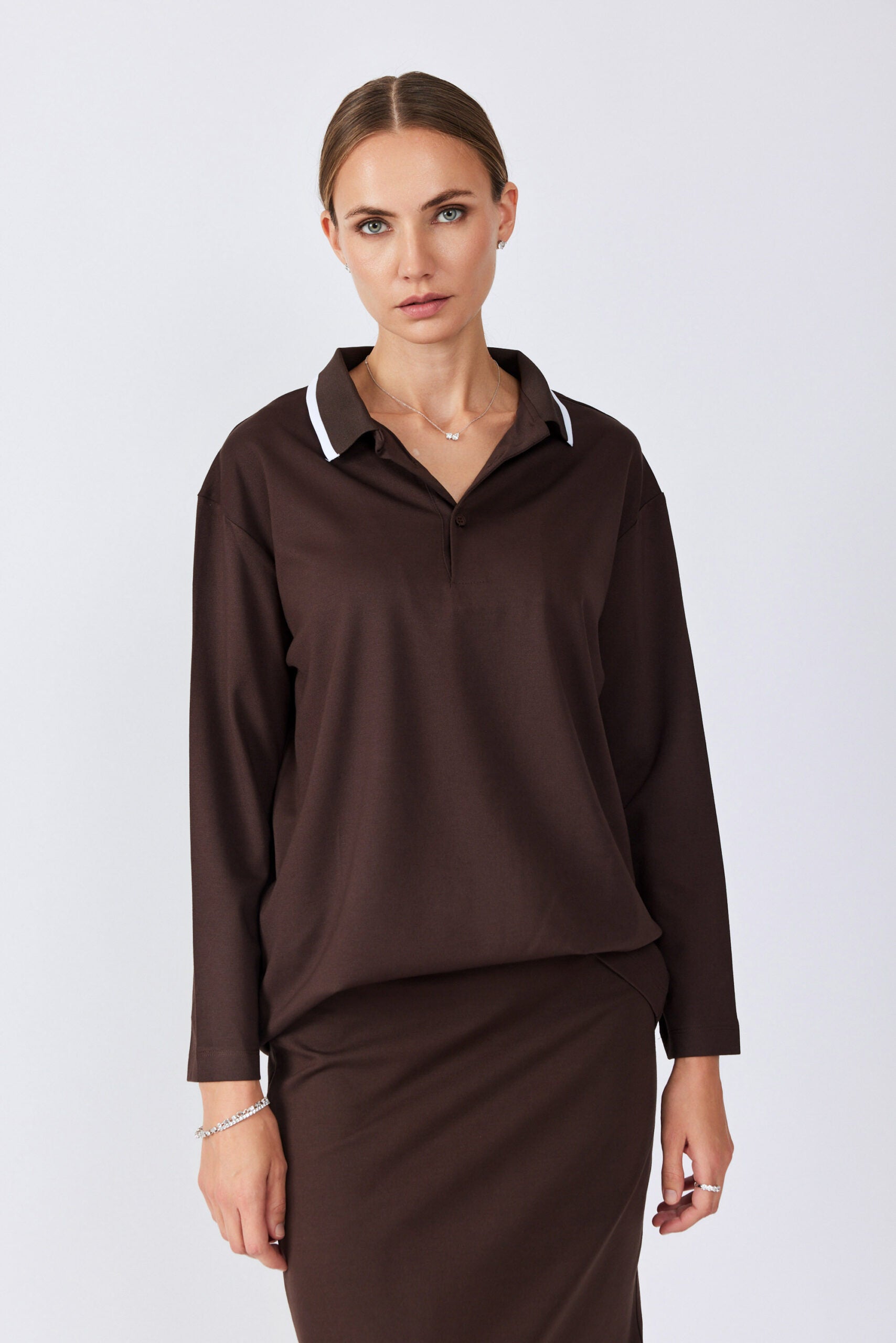 חולצת פולו ג'רסי צווארון פסים