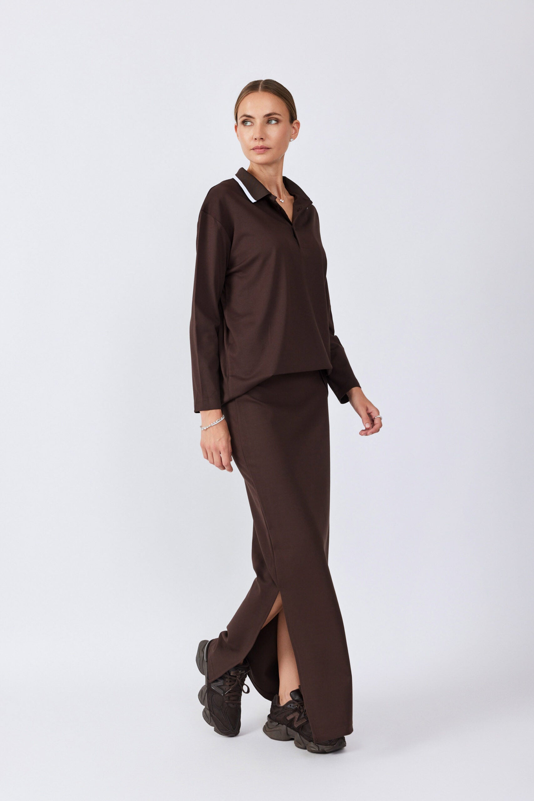 חולצת פולו ג'רסי צווארון פסים