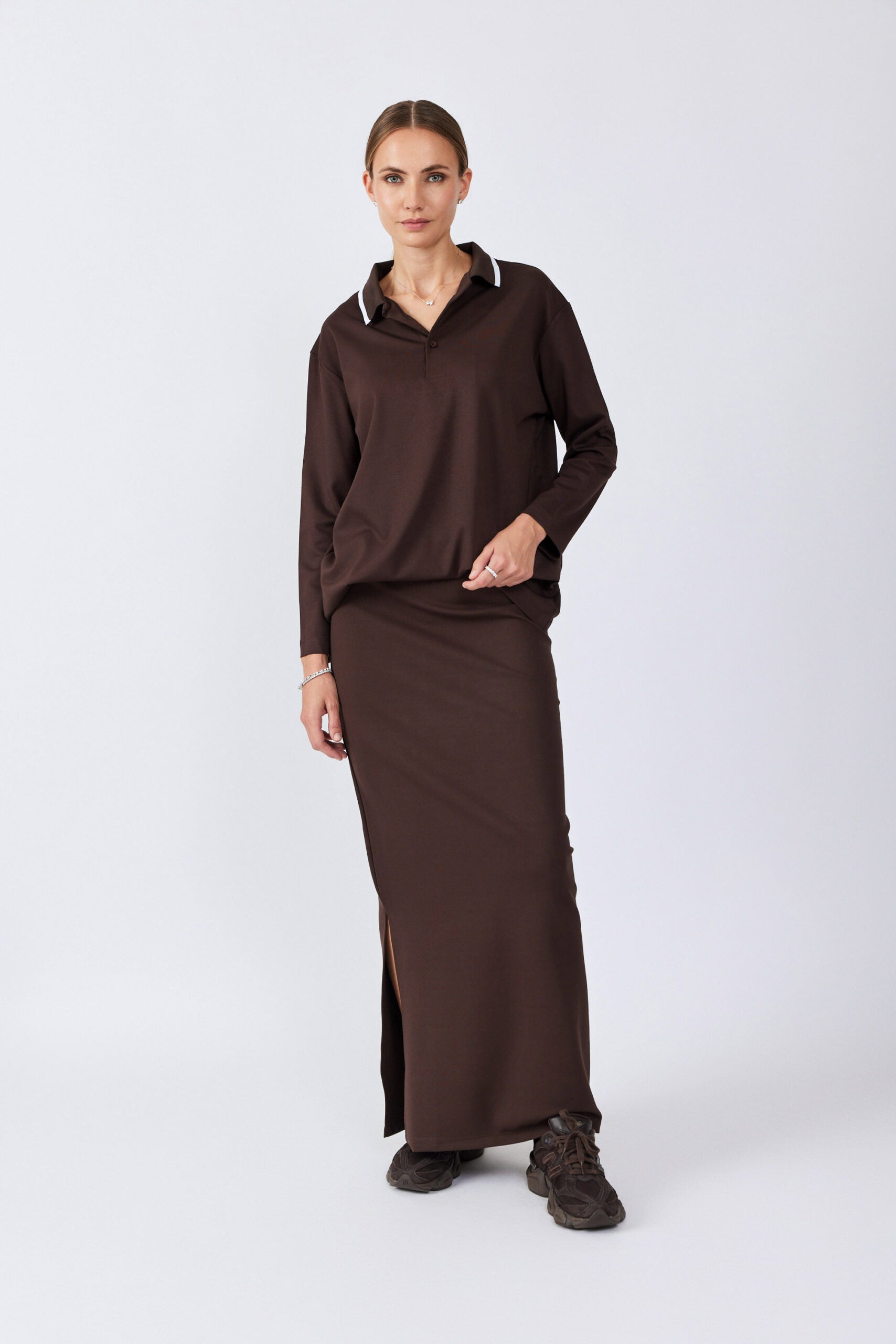 חולצת פולו ג'רסי צווארון פסים