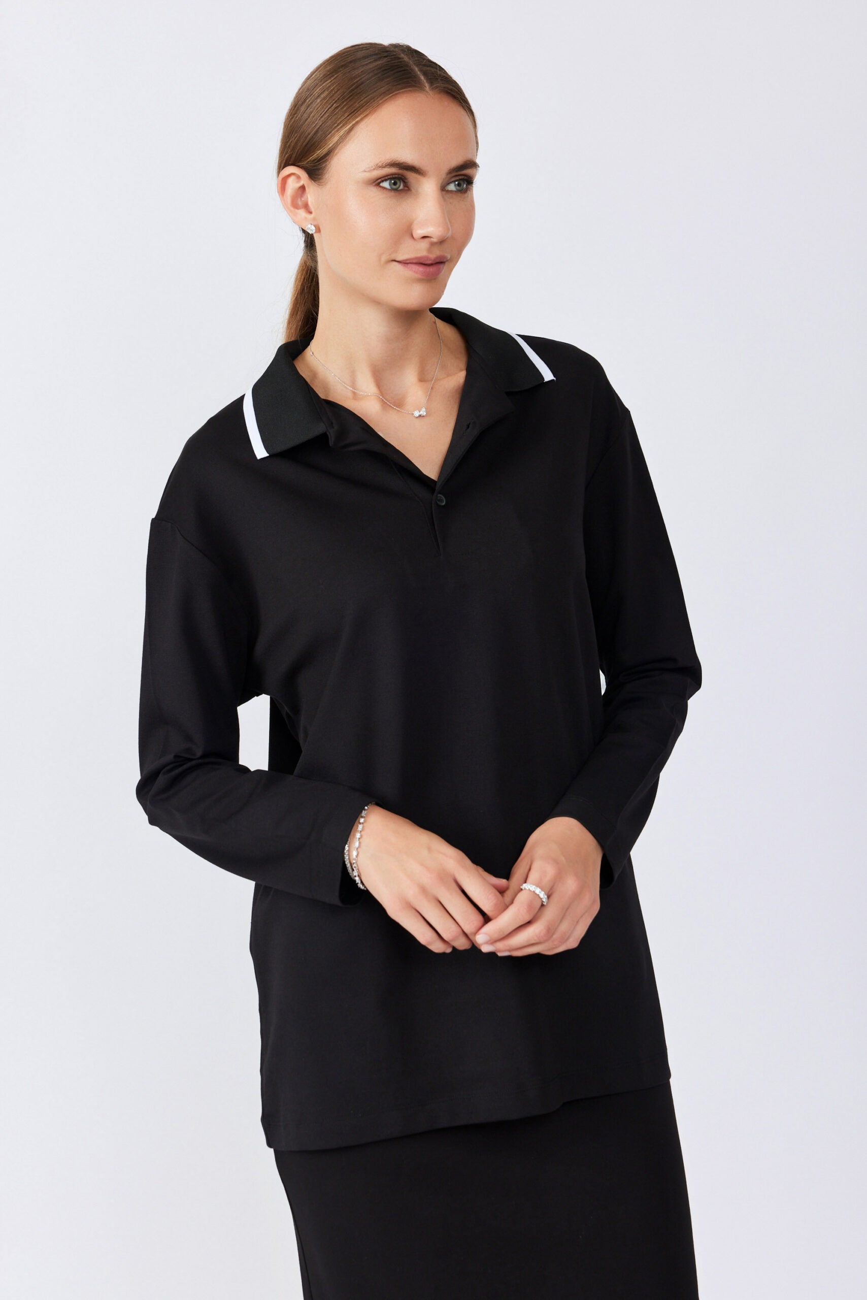 חולצת פולו ג'רסי צווארון פסים