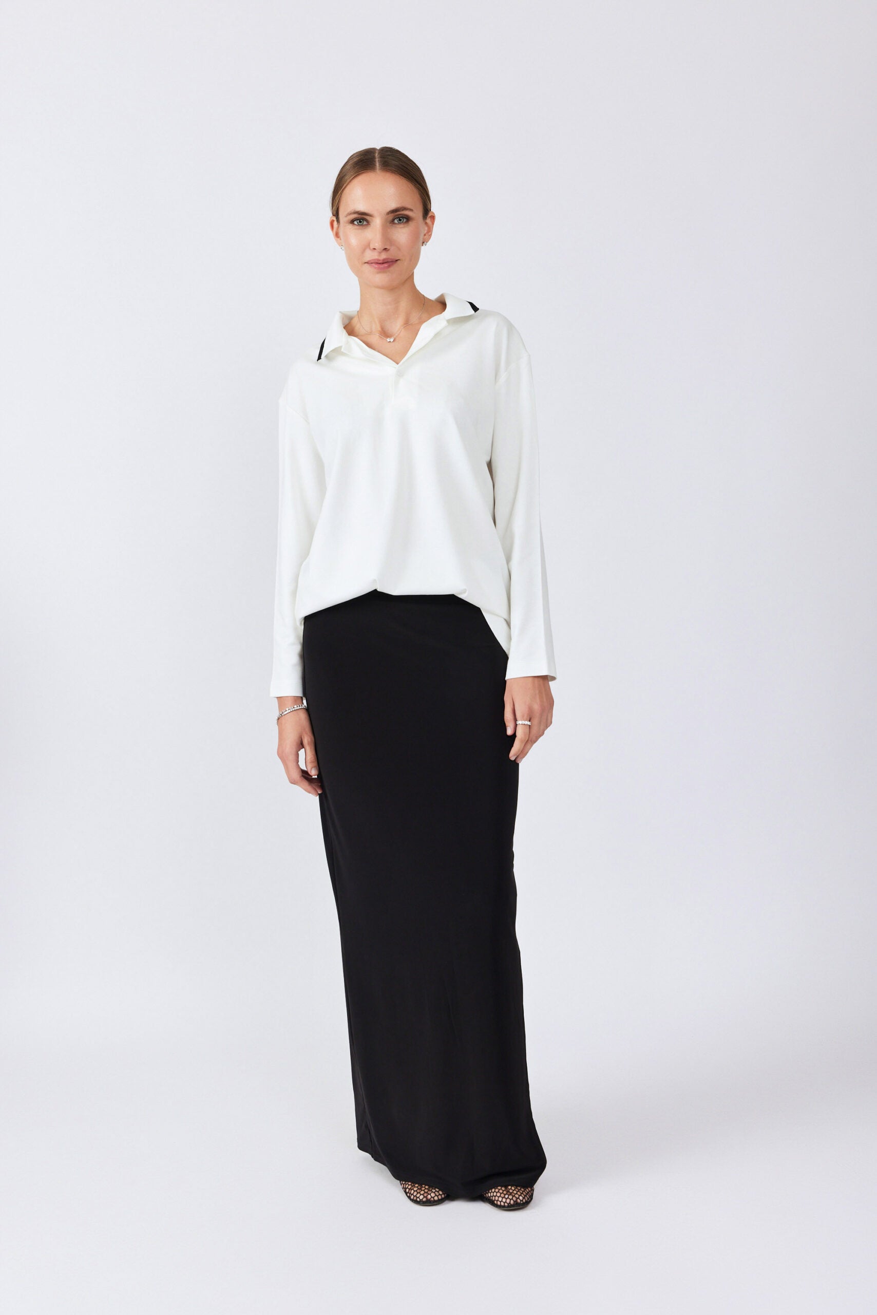 חולצת פולו ג'רסי צווארון פסים