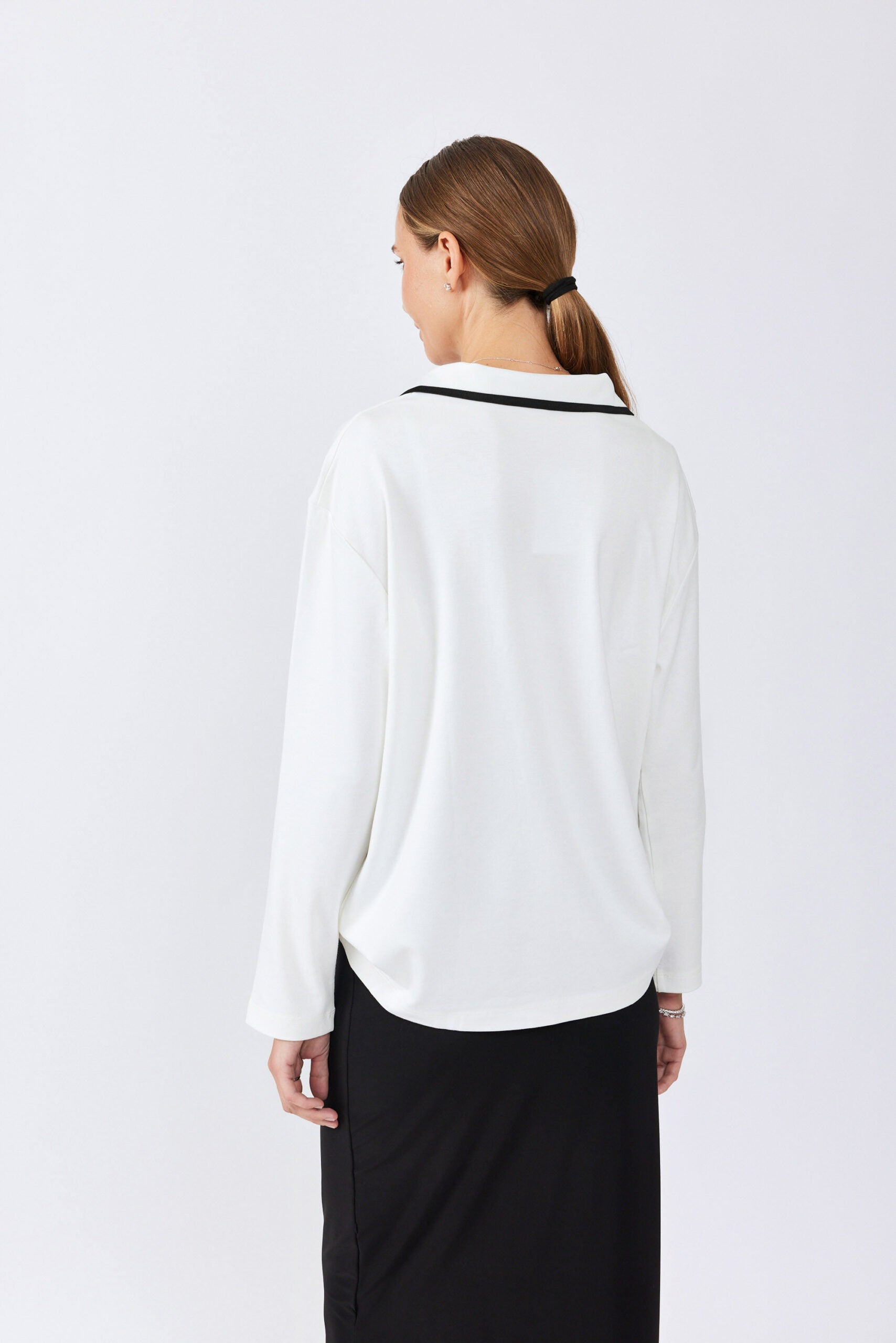 חולצת פולו ג'רסי צווארון פסים