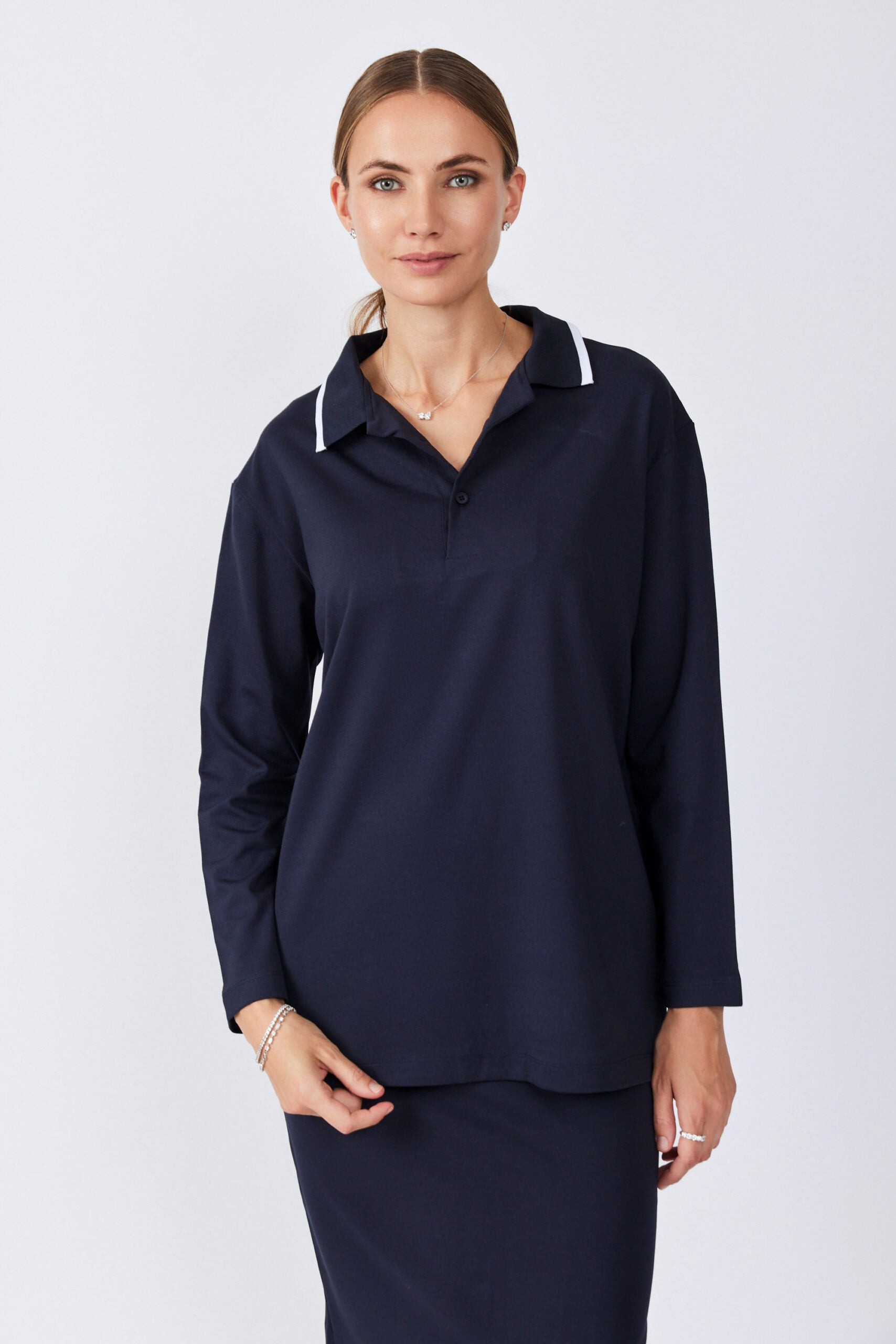 חולצת פולו ג'רסי צווארון פסים