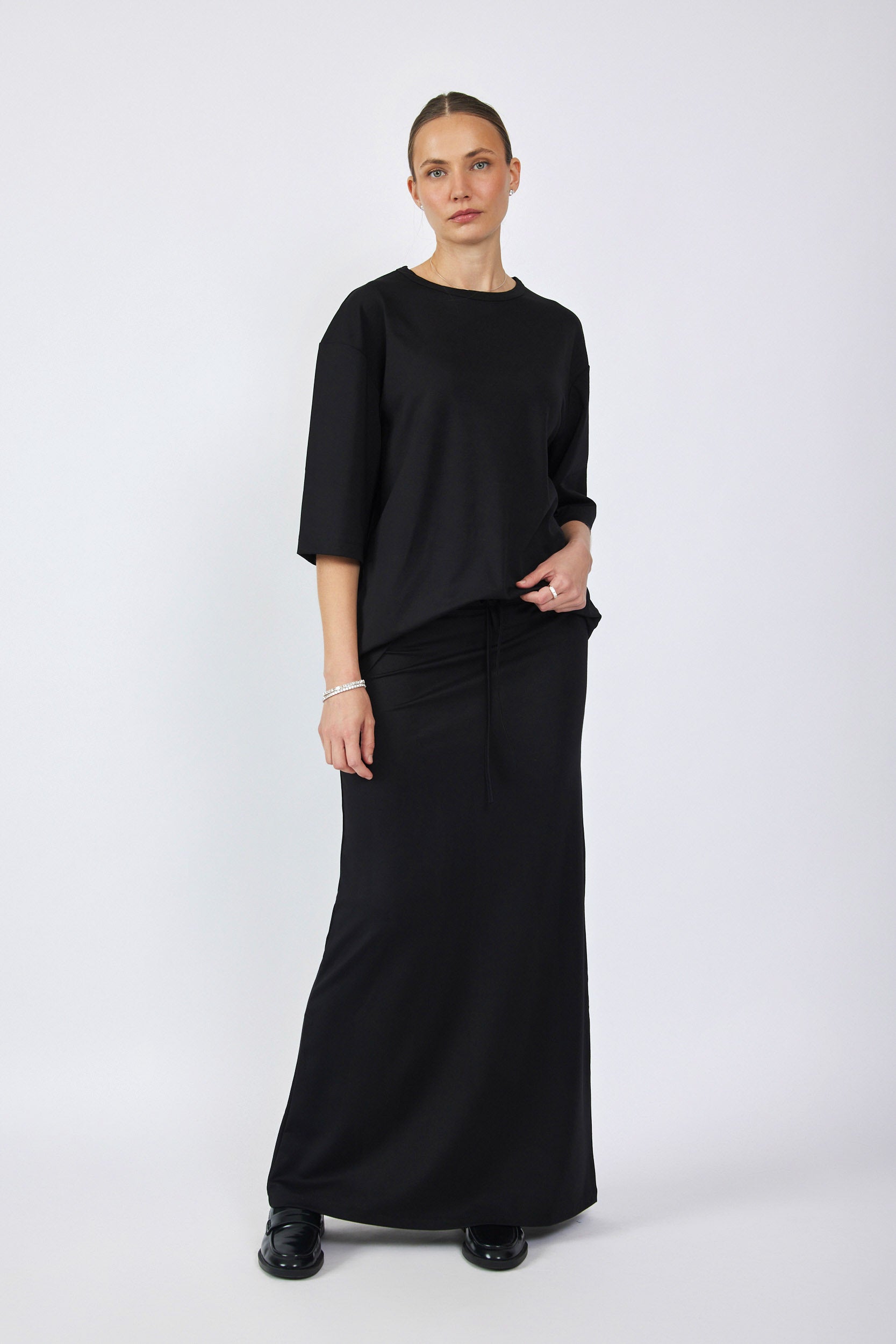 חצאית ג'רסי מקסי + שרוך