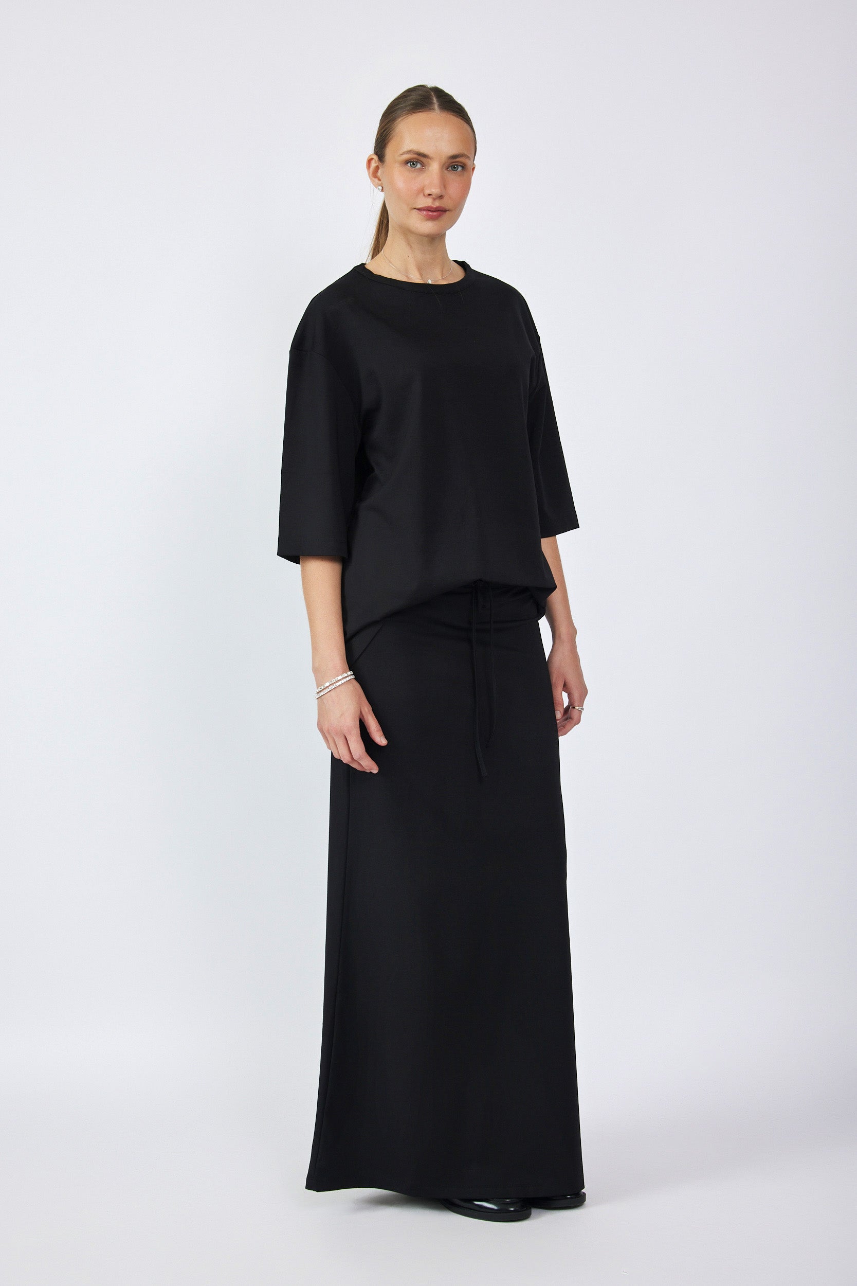 חצאית ג'רסי מקסי + שרוך