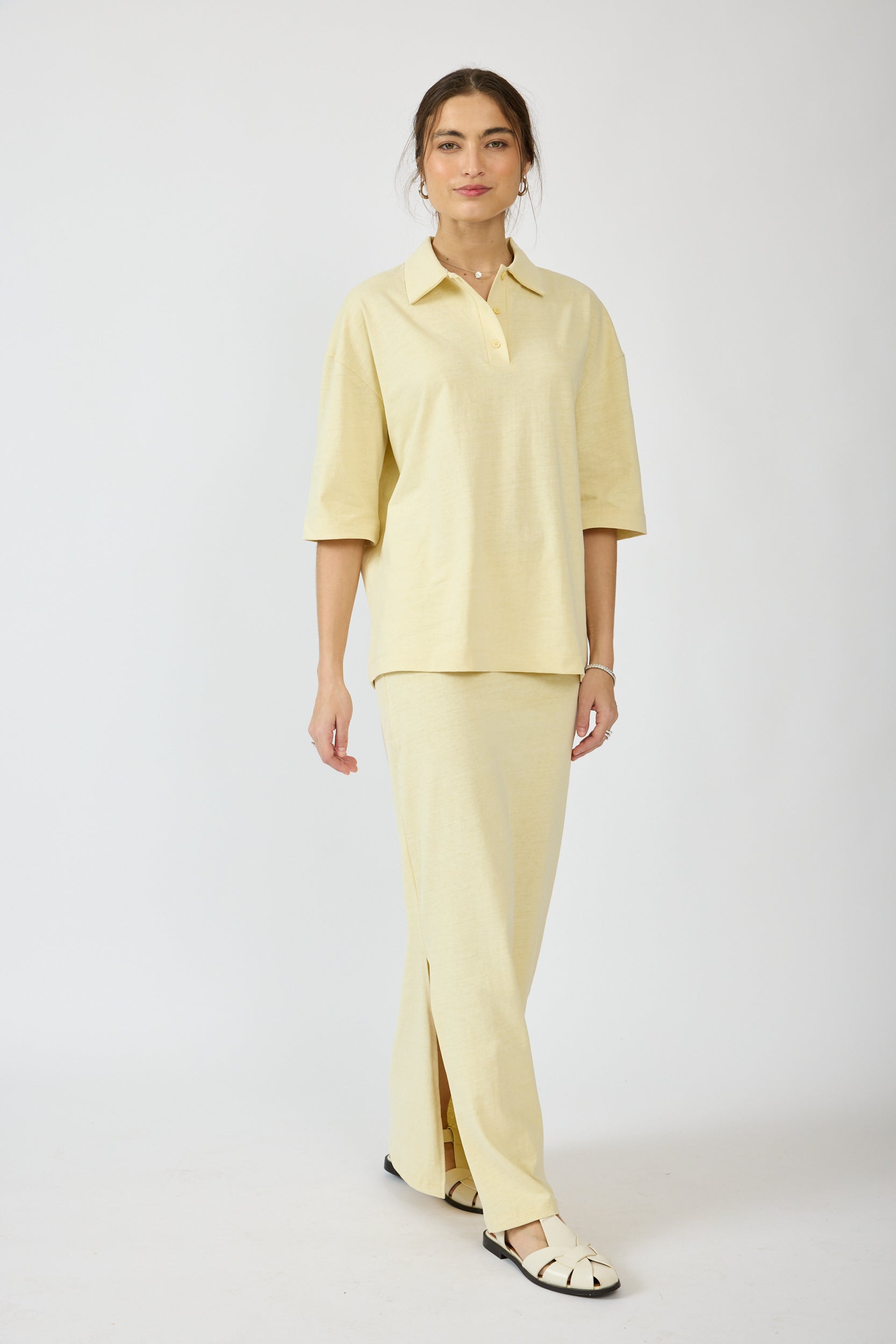 חצאית פיגמנט מקסי + שסע