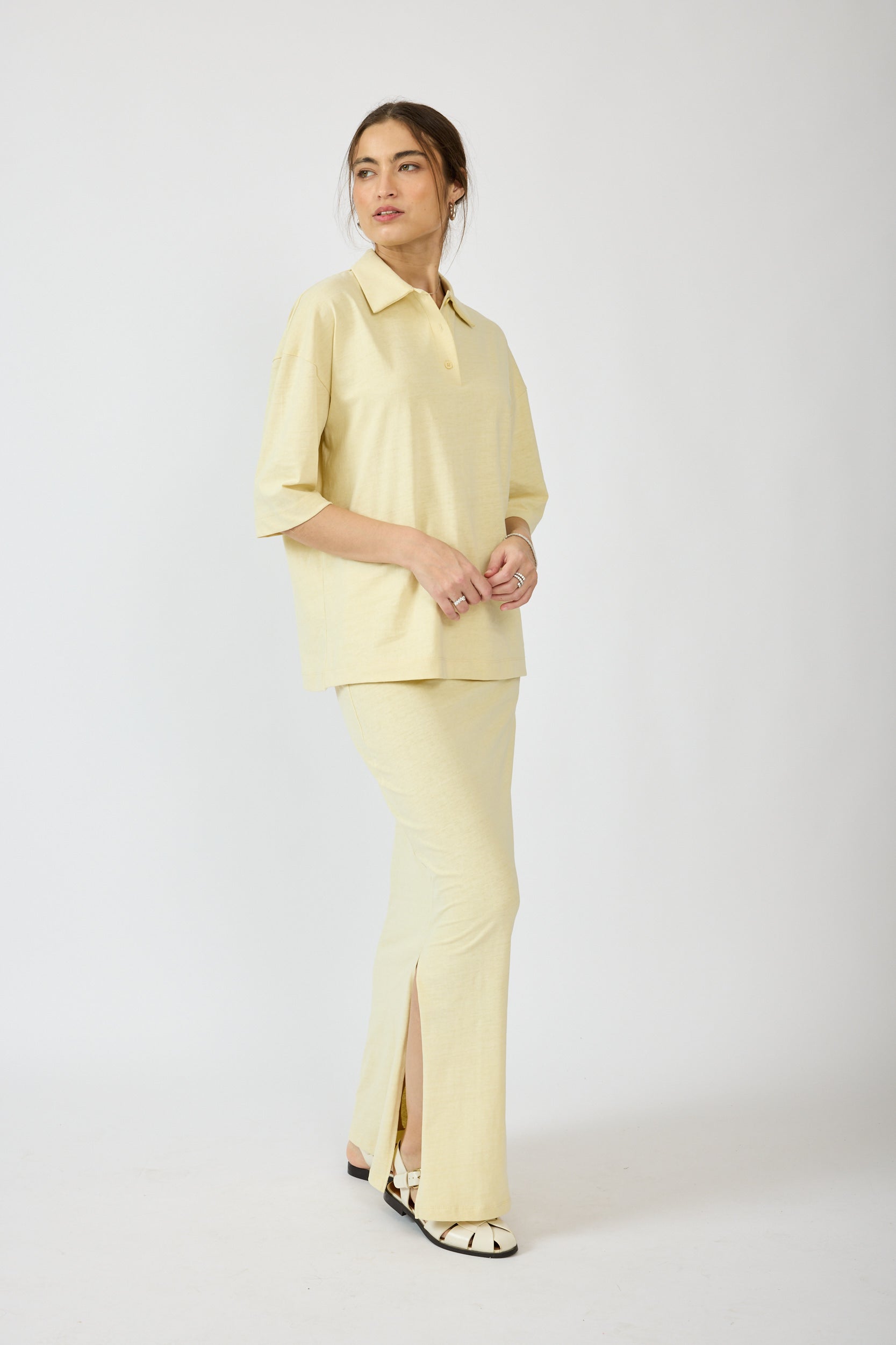 חצאית פיגמנט מקסי + שסע