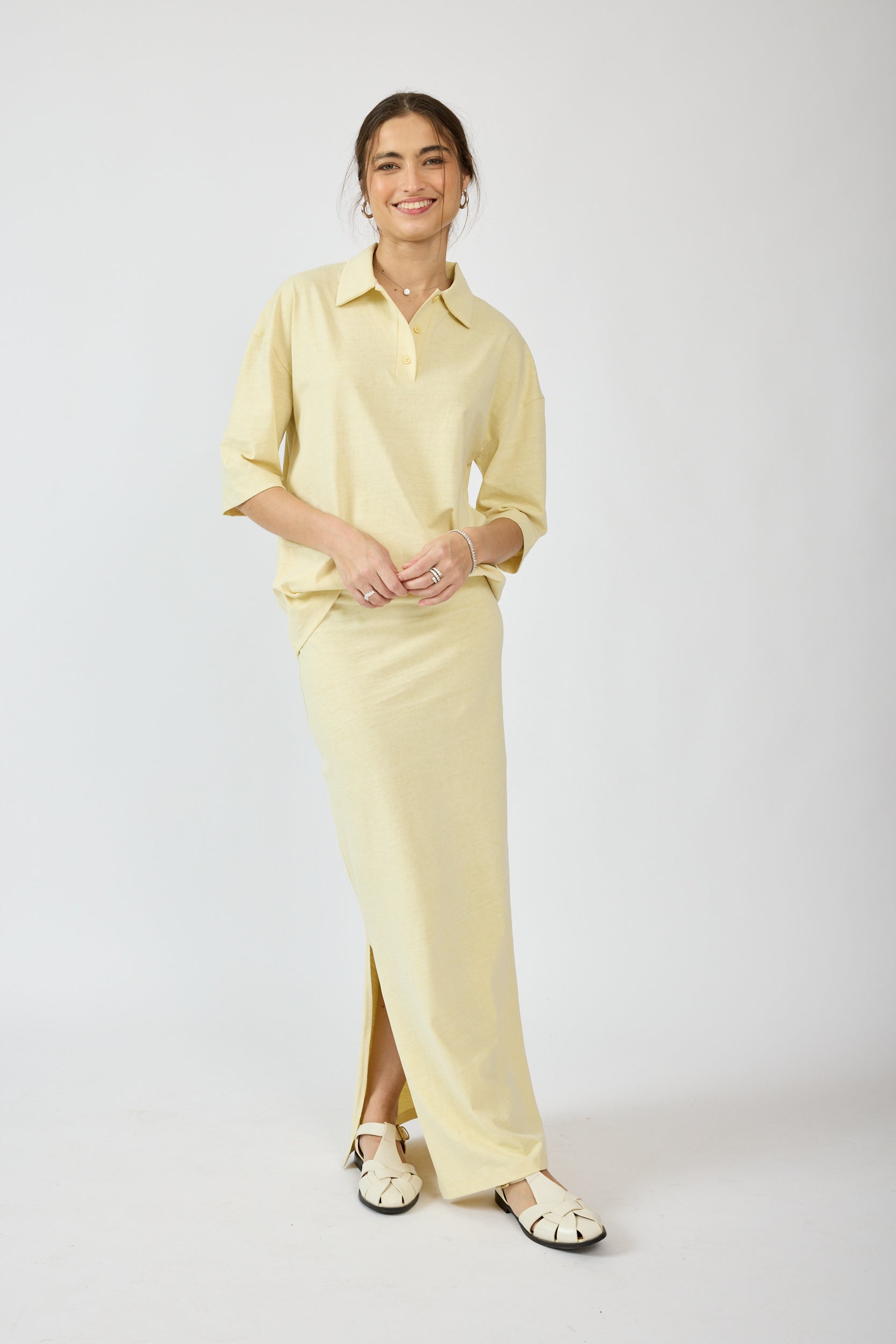 חצאית פיגמנט מקסי + שסע