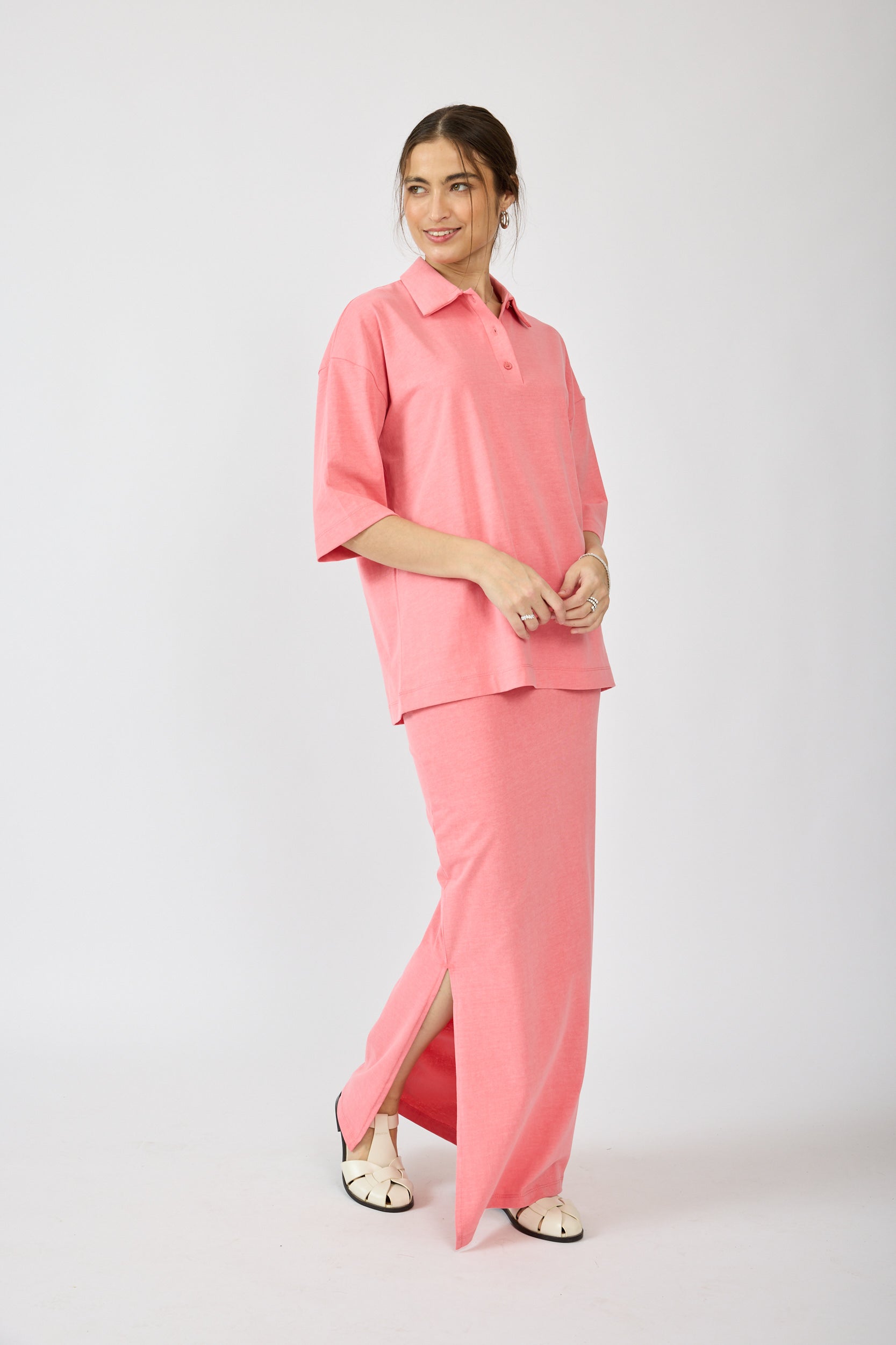 חצאית פיגמנט מקסי + שסע