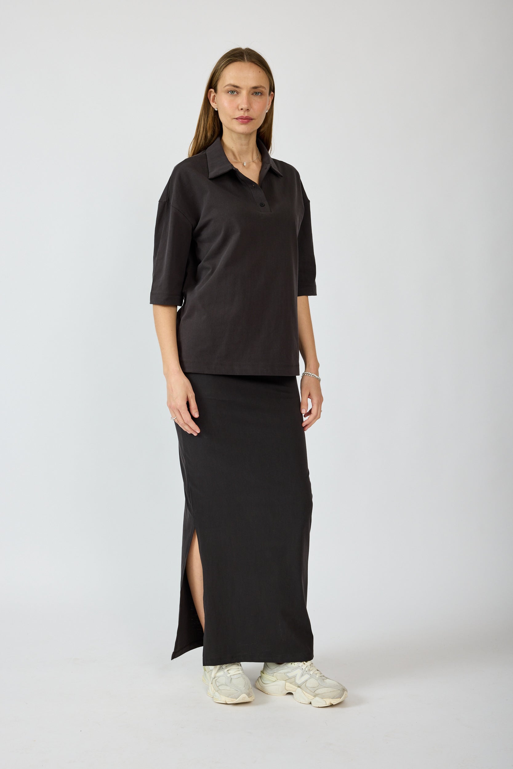 חצאית פיגמנט מקסי + שסע