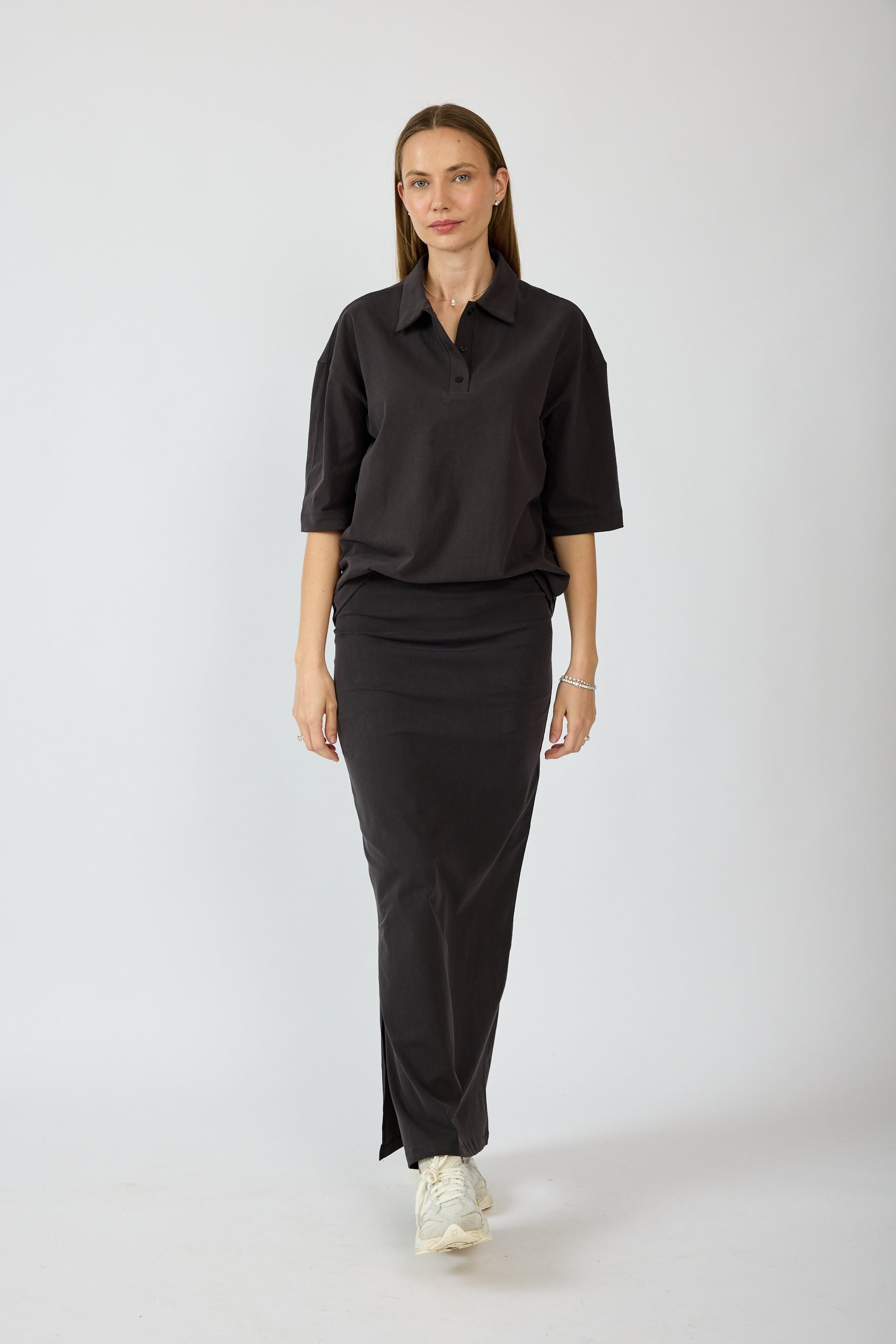 חולצת פולו פיגמנט שרוול 3/4