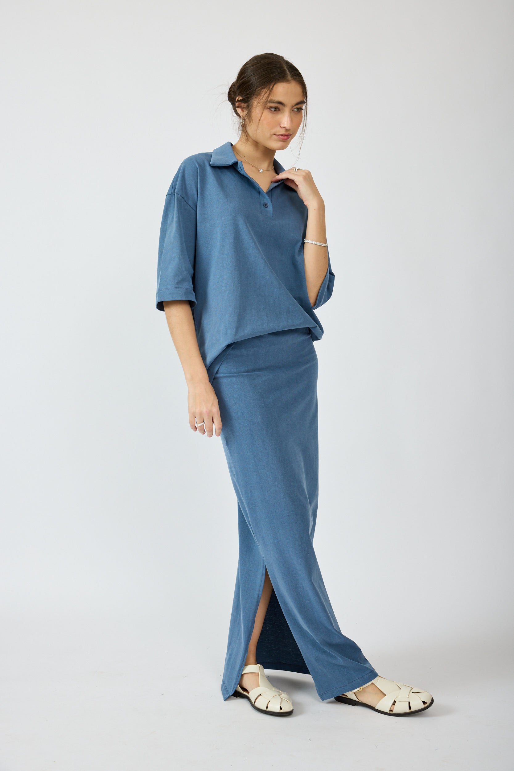 חצאית פיגמנט מקסי + שסע