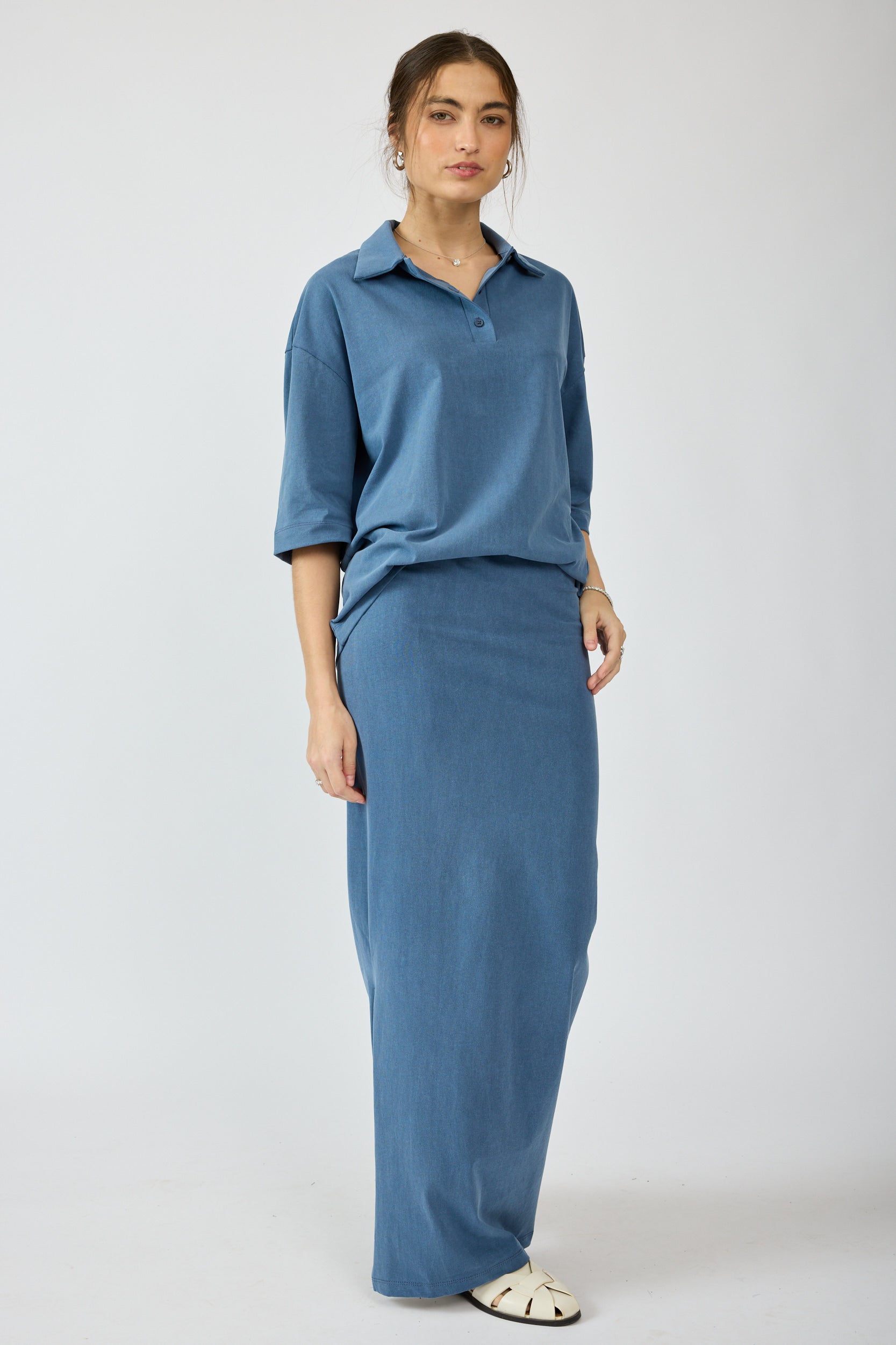 חצאית פיגמנט מקסי + שסע