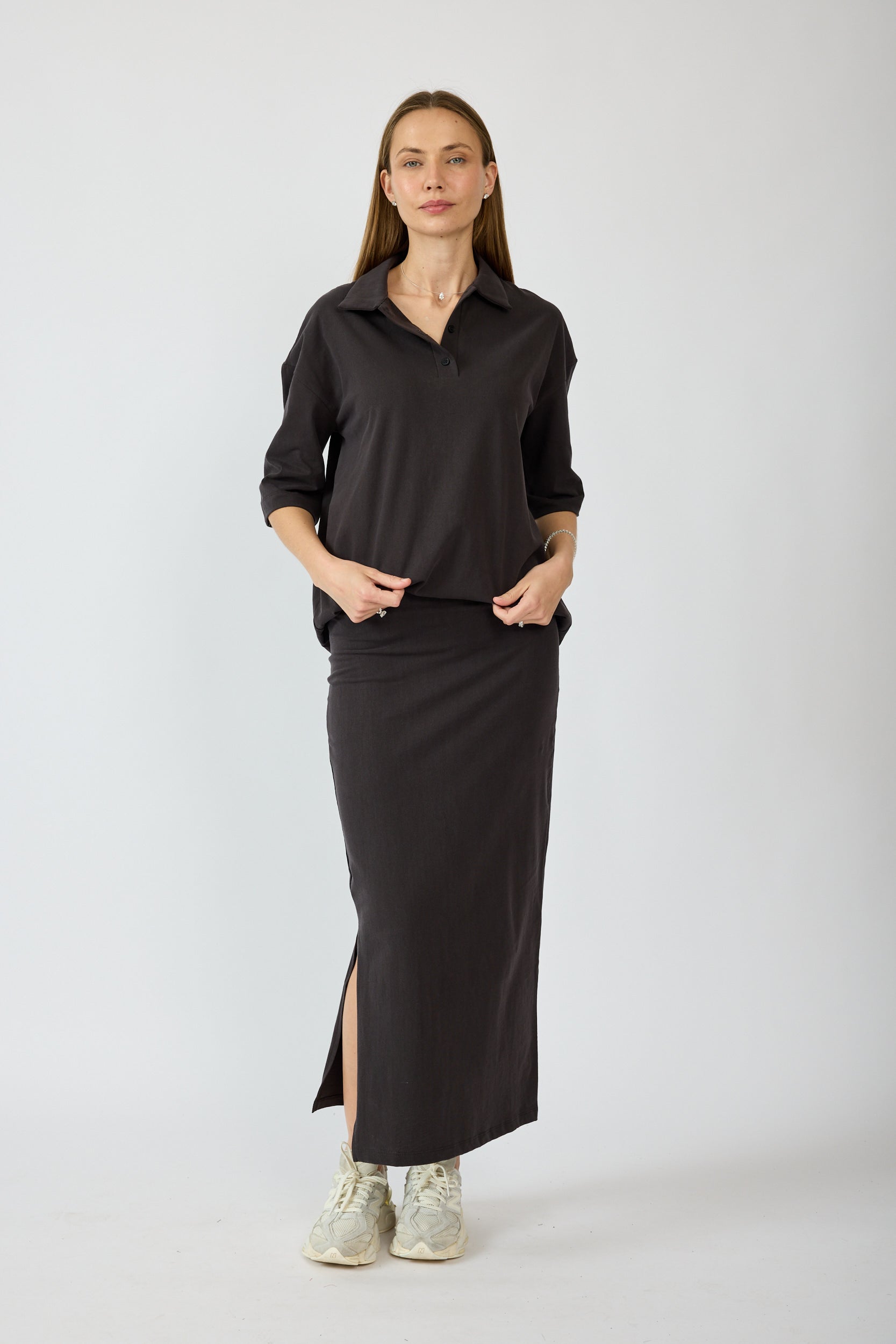 חצאית פיגמנט 3/4 + שסע