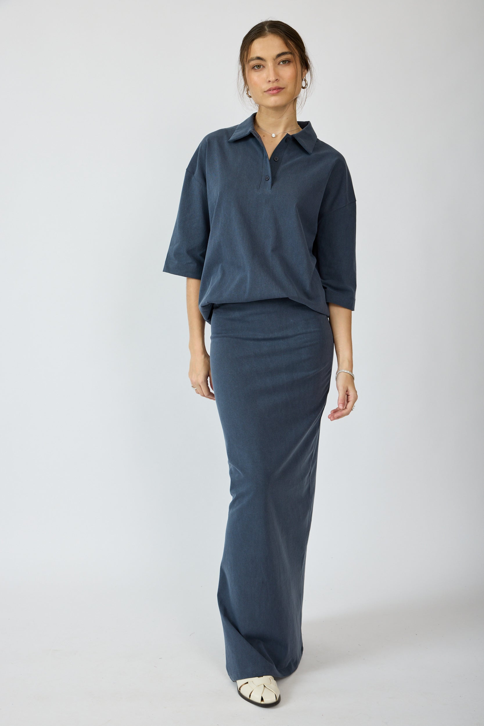 חצאית פיגמנט מקסי + שסע