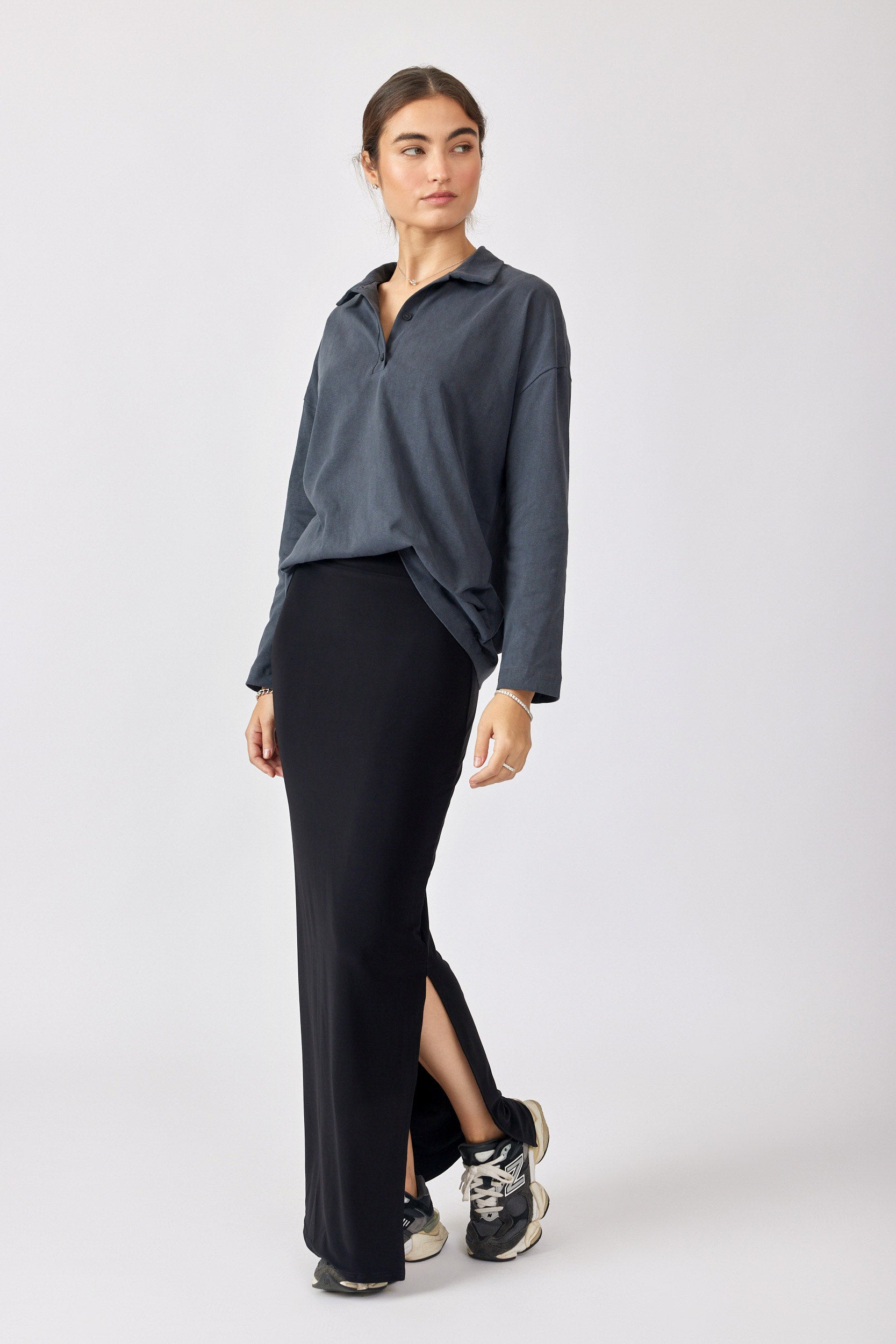 חולצת פולו פיגמנט שרוול ארוך