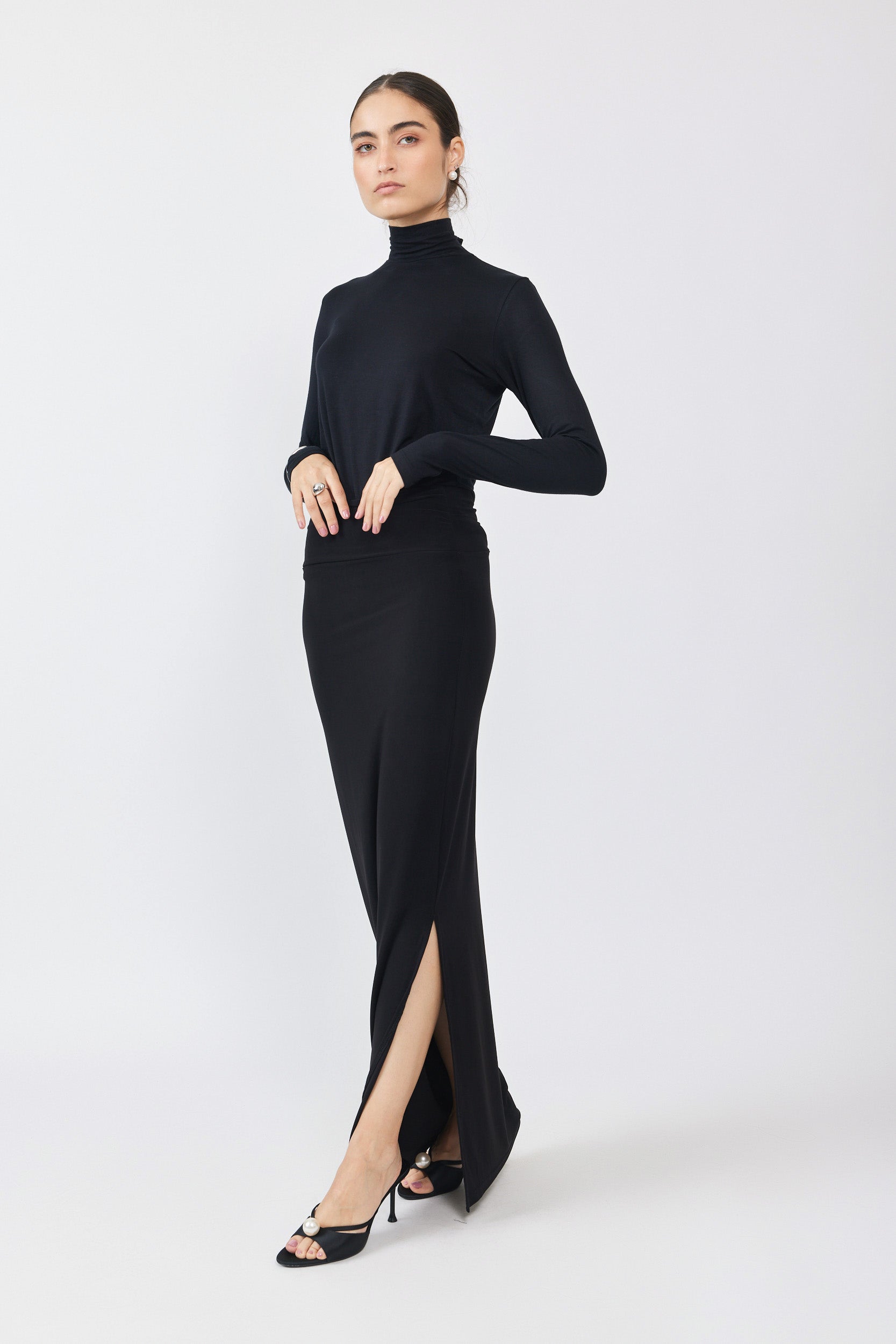 חצאית נאון מקסי+ שסע