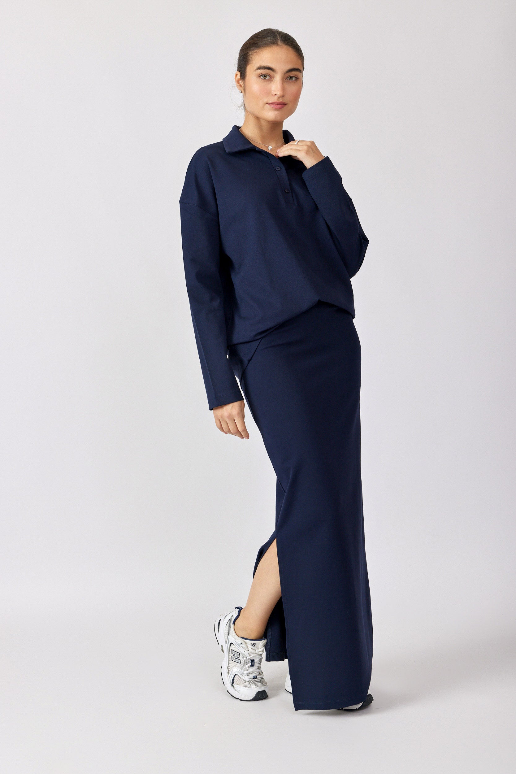 חצאית ג'רסי מקסי+ שסע