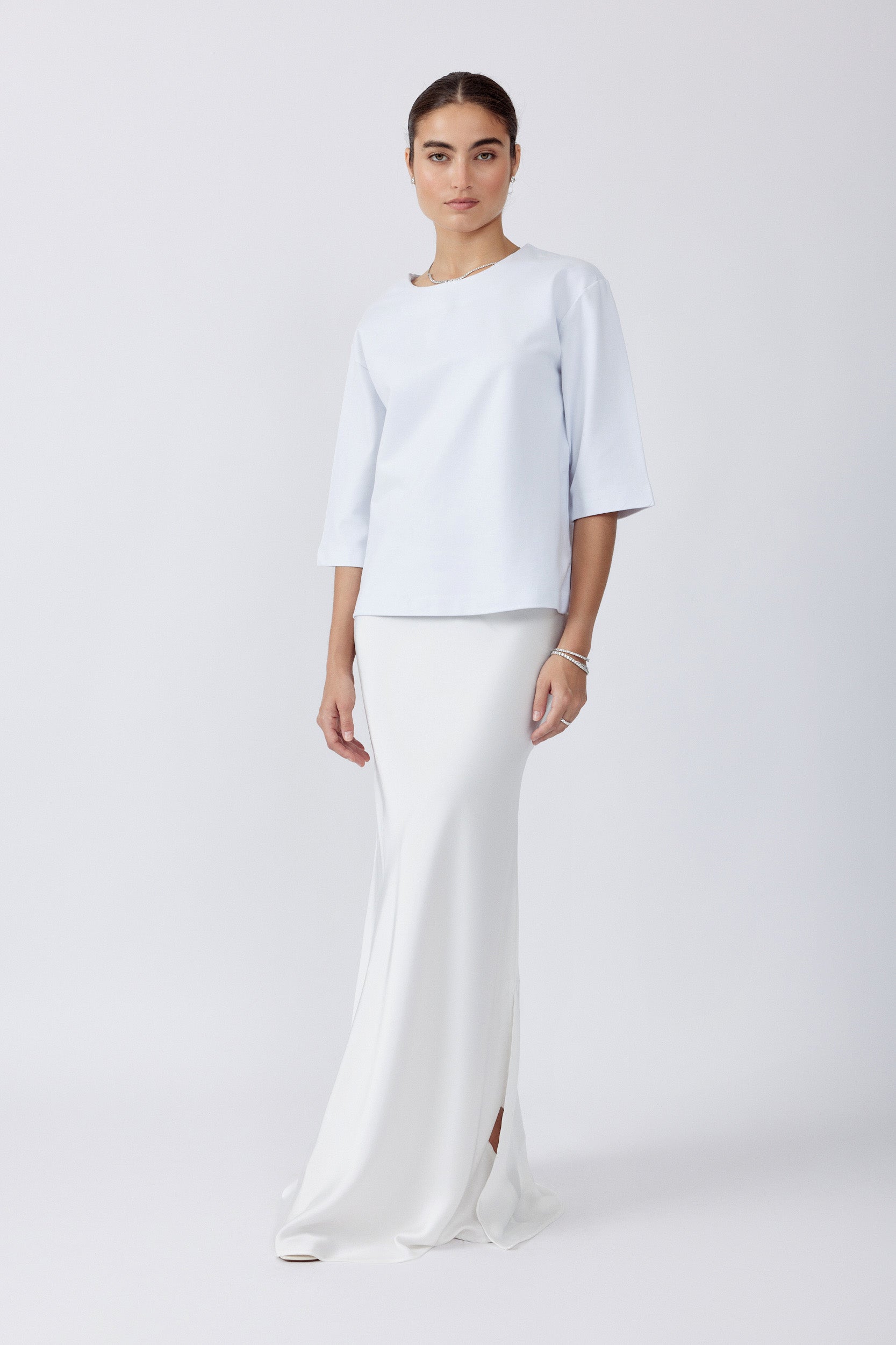 חצאית סאטן מקסי + שסע