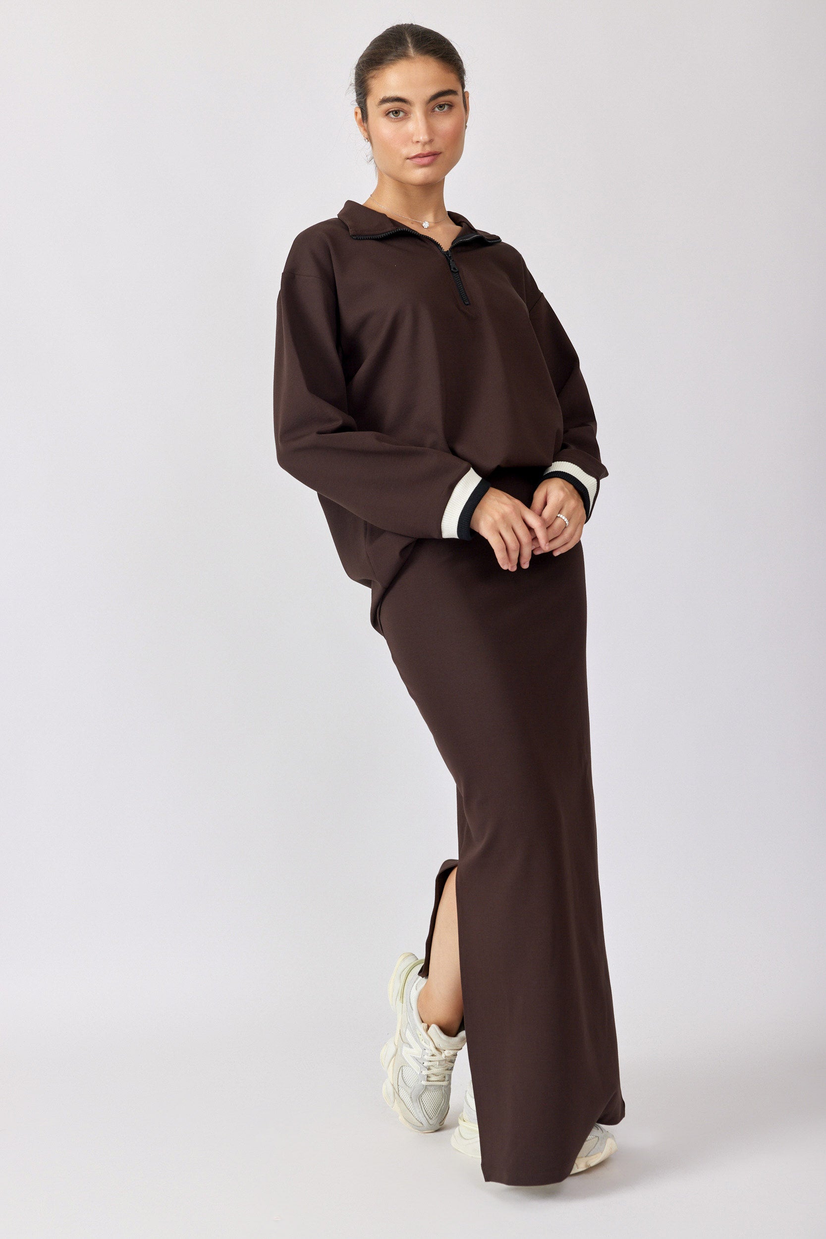 חולצת רוכסן ג'רסי שרוול ארוך