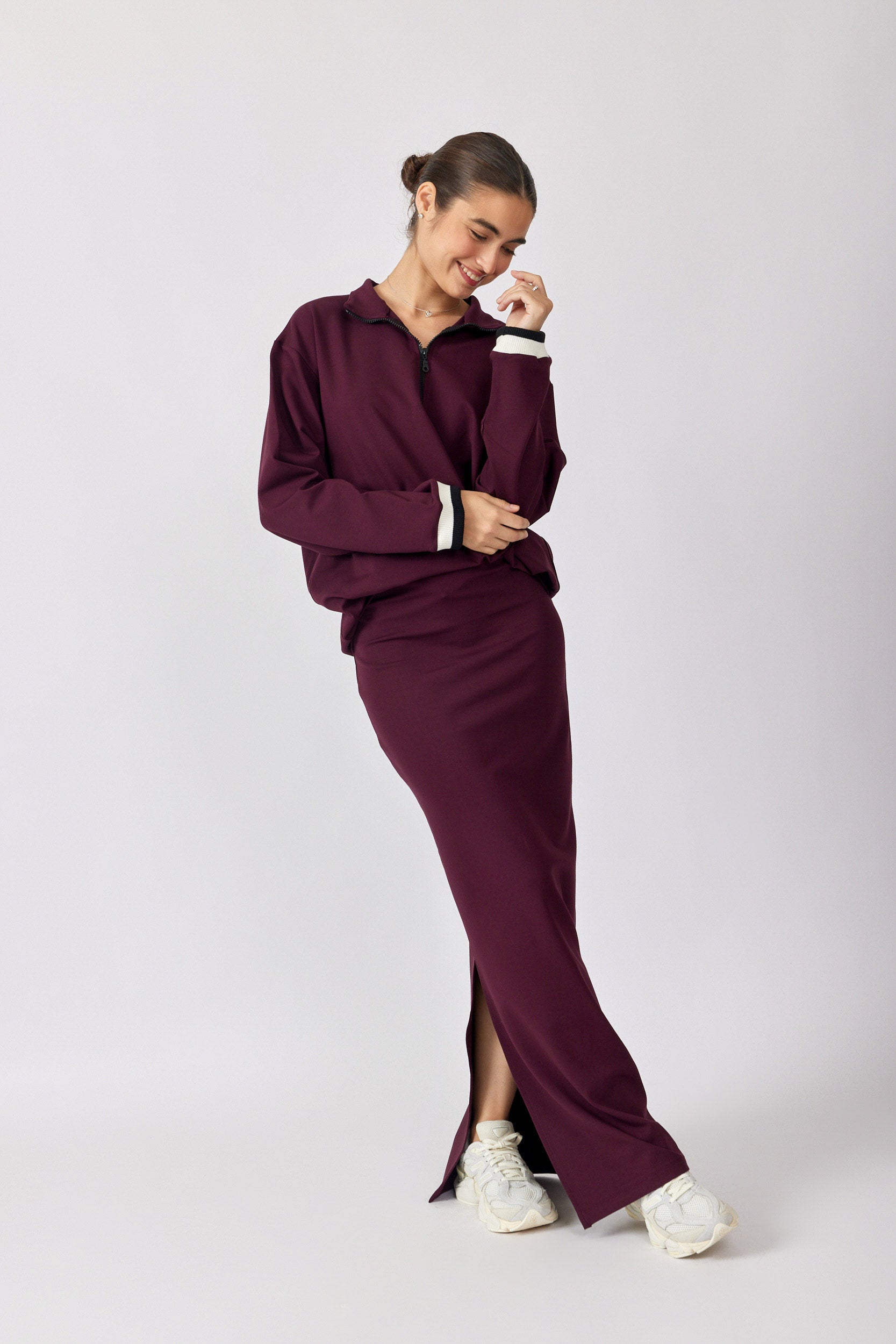 חולצת רוכסן ג'רסי שרוול ארוך