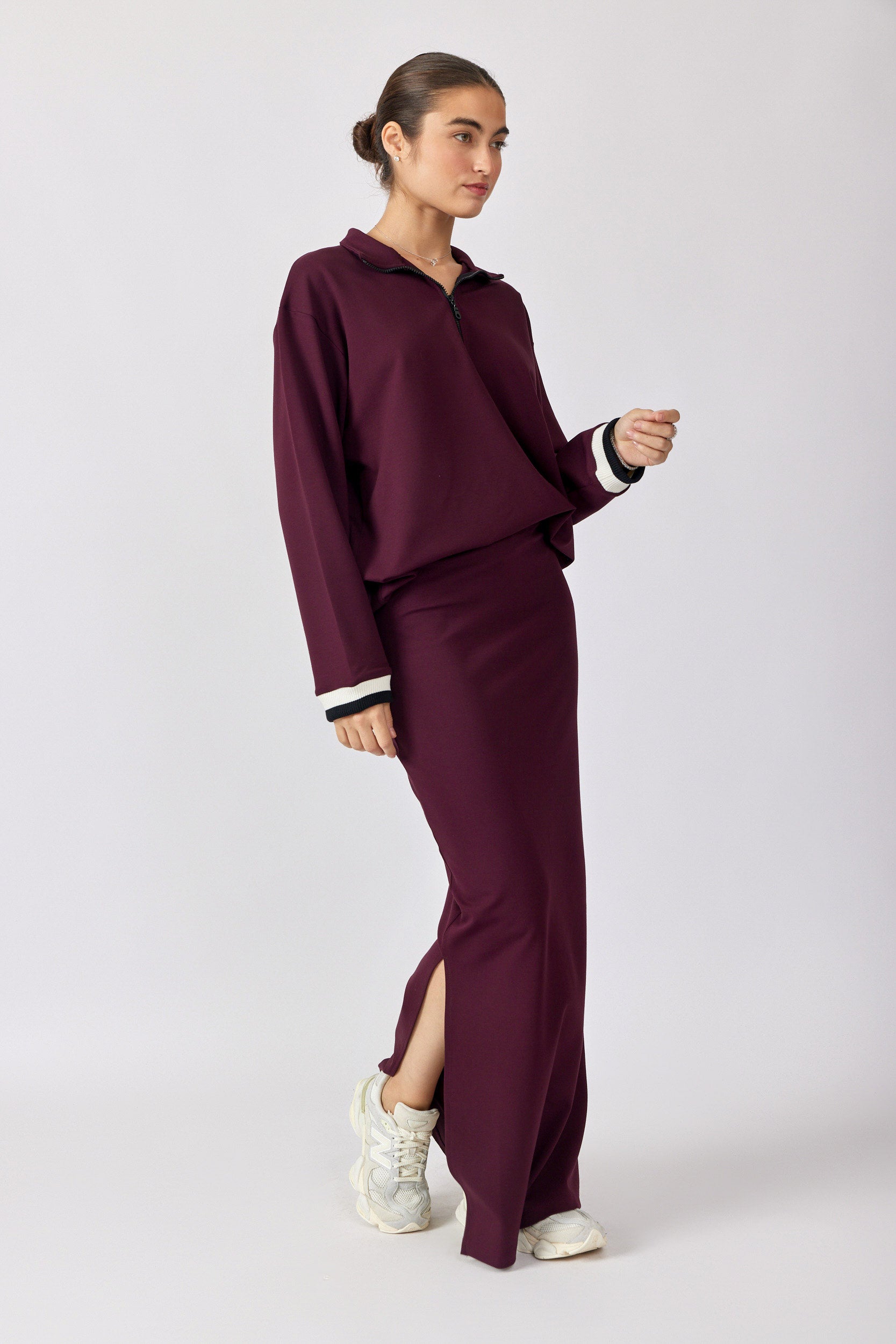 חולצת רוכסן ג'רסי שרוול ארוך