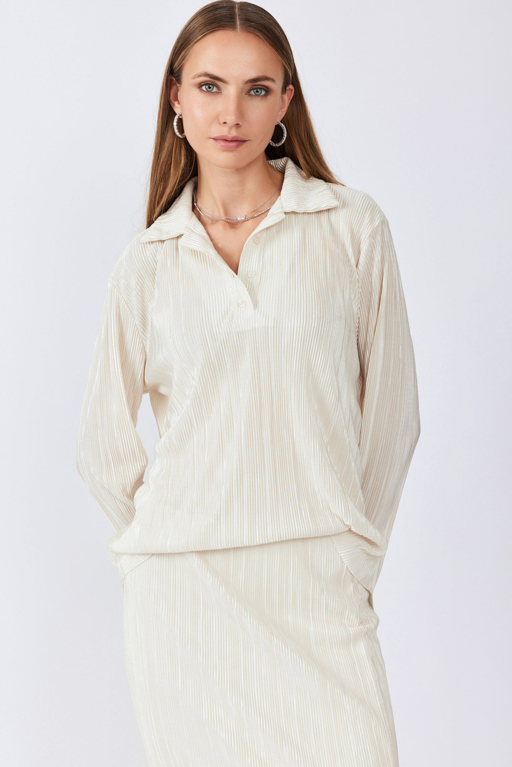 חולצת פולו פליסה שרוול ארוך