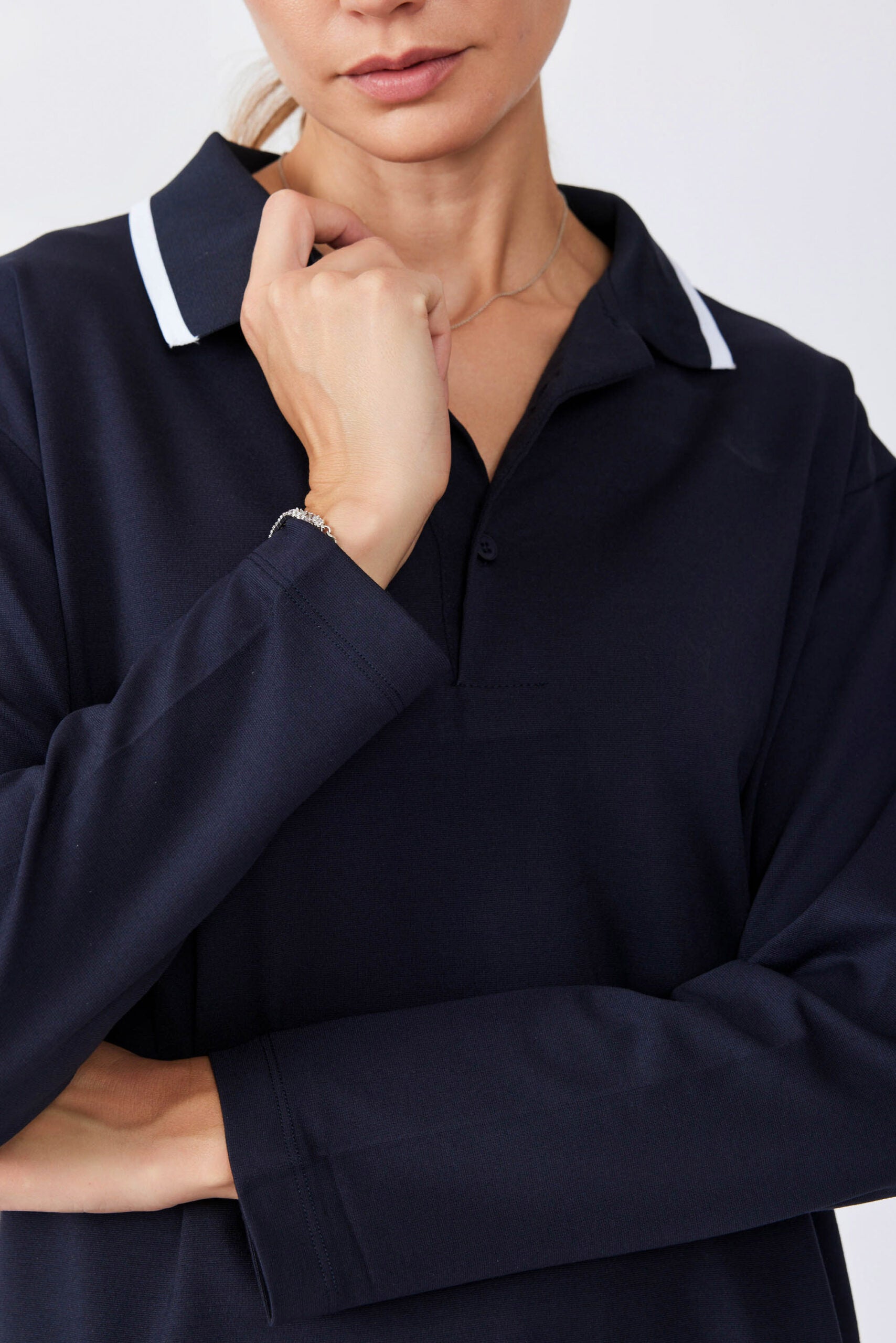 חולצת פולו ג'רסי צווארון פסים