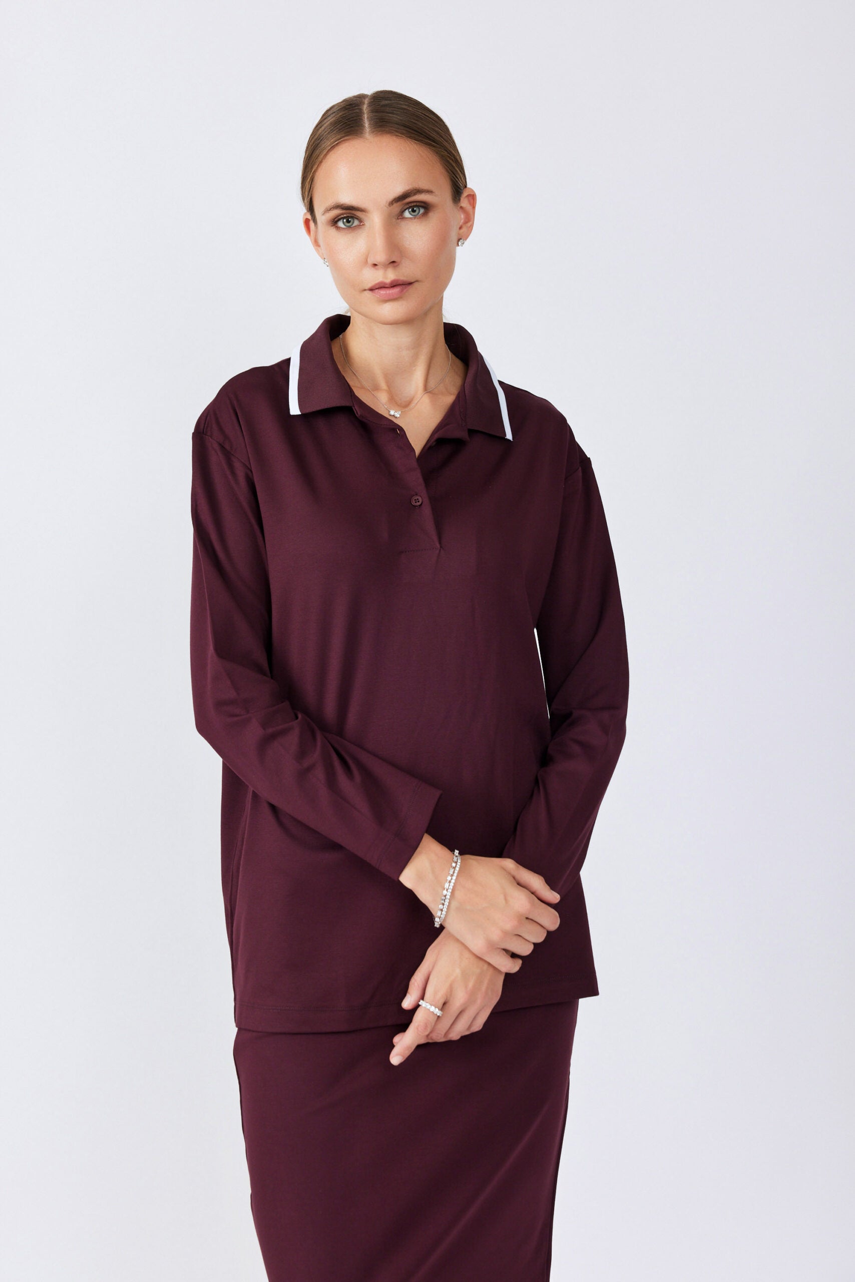 חולצת פולו ג'רסי צווארון פסים